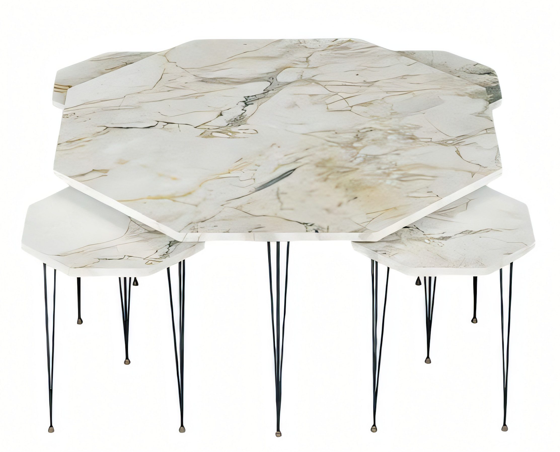 JVmoebel Couchtisch Mehrfarbiger Holz-Couchtisch mit Приліжкові тумбочкиn im modernen Stil (Couchtisch, 4x Приліжкові тумбочки), Made in Europe