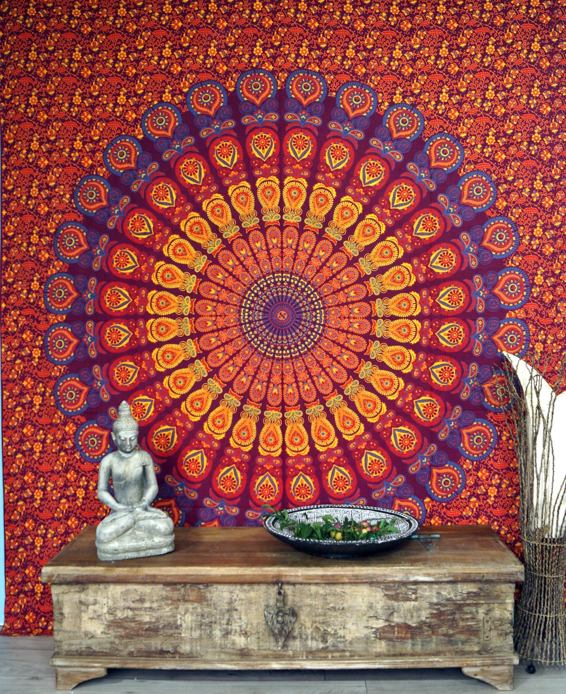 Tagesdecke.., Boho-Style Guru-Shop Tagesdecke indische Wandbehang,