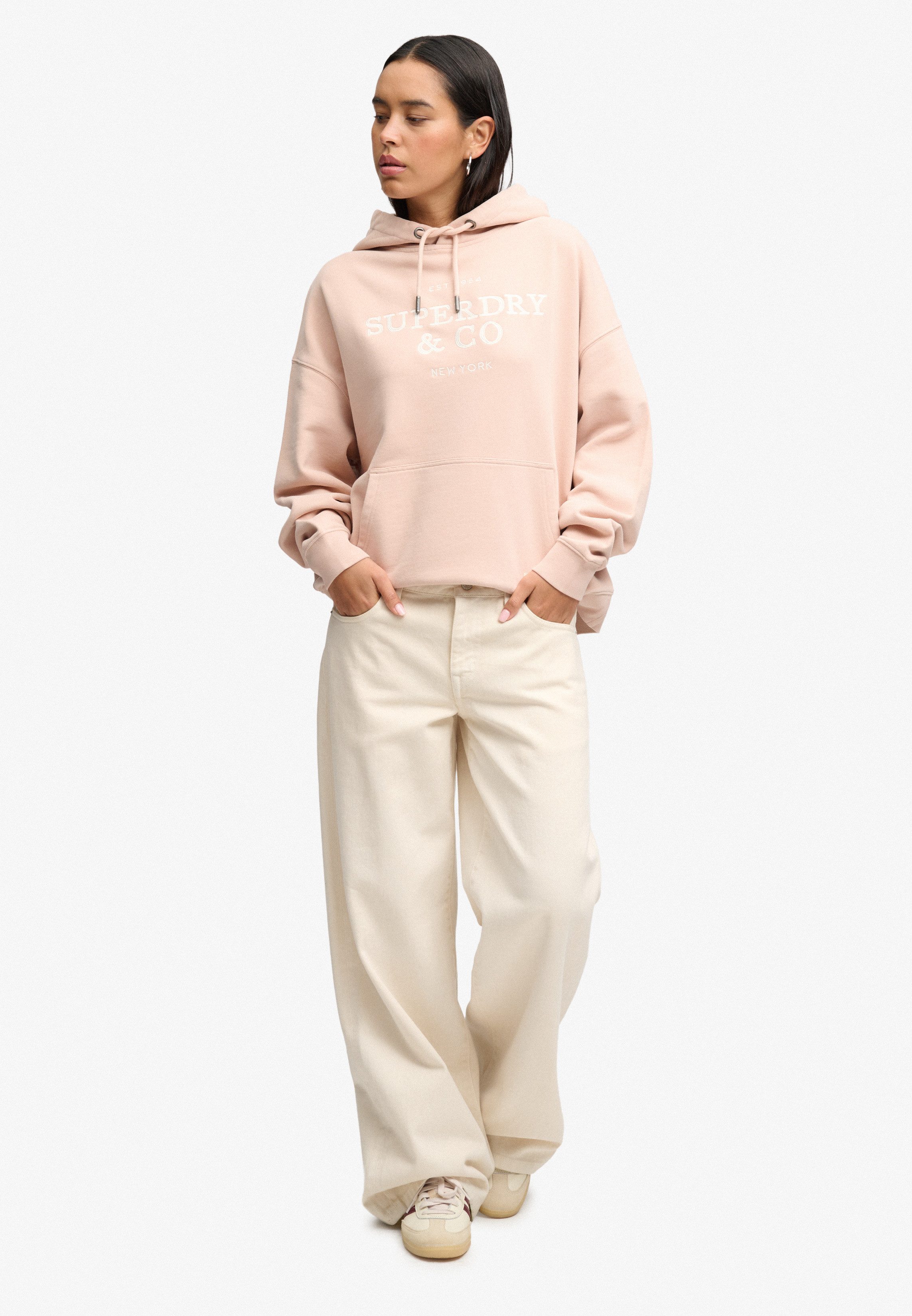 Superdry Kapuzensweatshirt Luxe Casual Emb Relaxed Hood Baumwolle, oversize – Bild 5 von 5