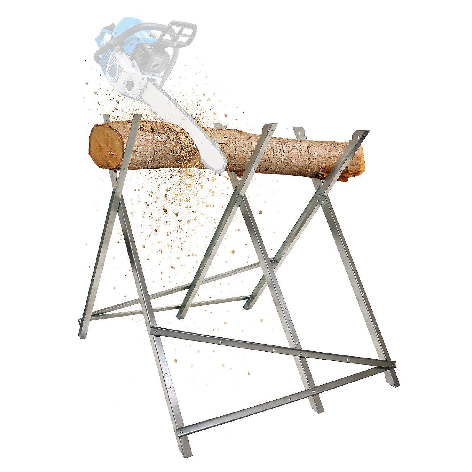 Bituxx Sägebock Bituxx Sägebock mit 3 Stammhalter, 150 kg max. Belastbarkeit, 26 cm max. Stammdurchmesser, (MS-19411)