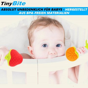 MAVURA Beißring TinyBite Kühlende Beißringe für Babys Beissring Zahnungshilfe, Tiere kühlend BPA-frei [4er Set]