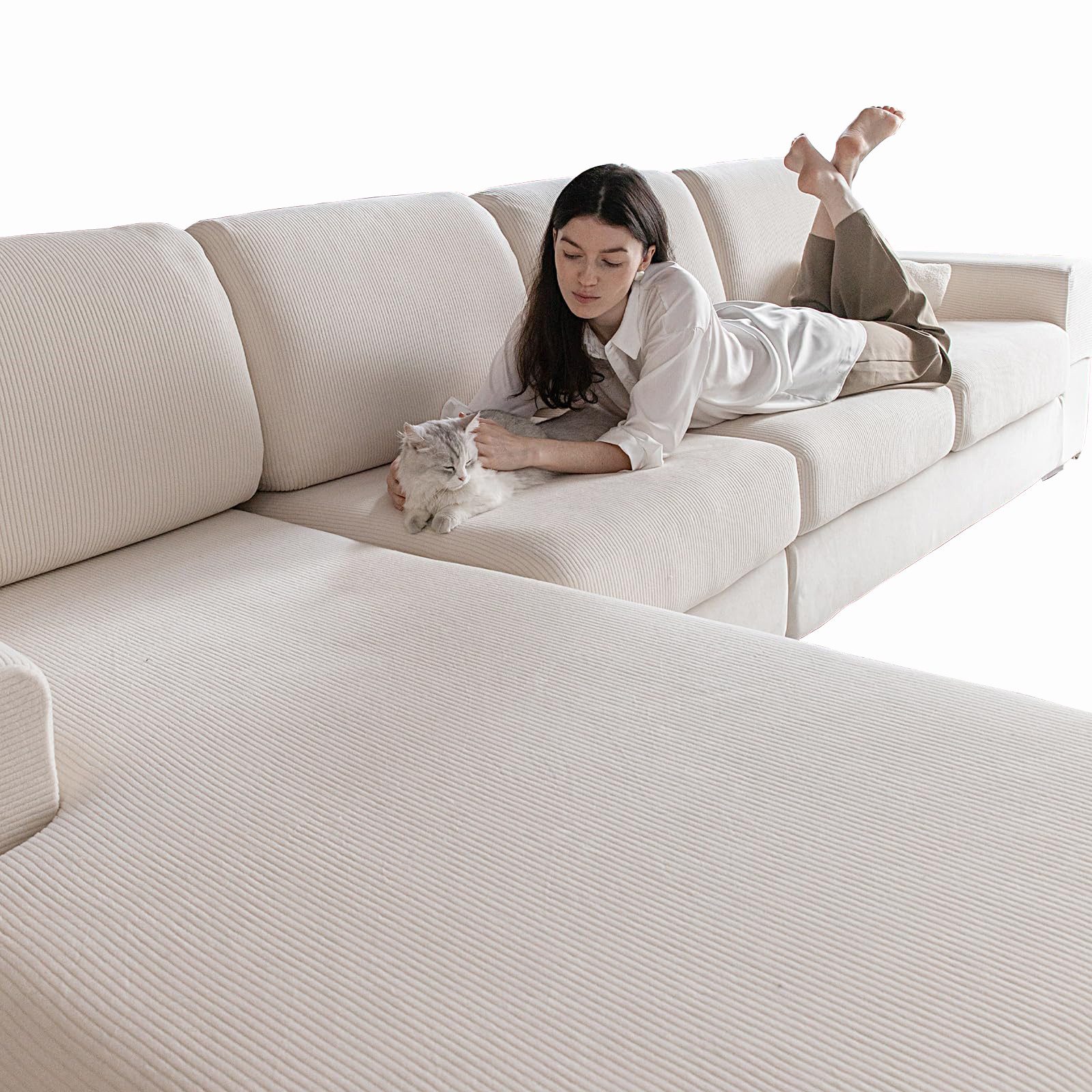 Coonoor Sofahusse 1/2/3/4 Sitz, Stretch Sofa Sitzkissenbezug, Rutschfester Sofa Überzug, Waschbarer Sofabezug, Universeller Couch Überzug, Pflegeleicht