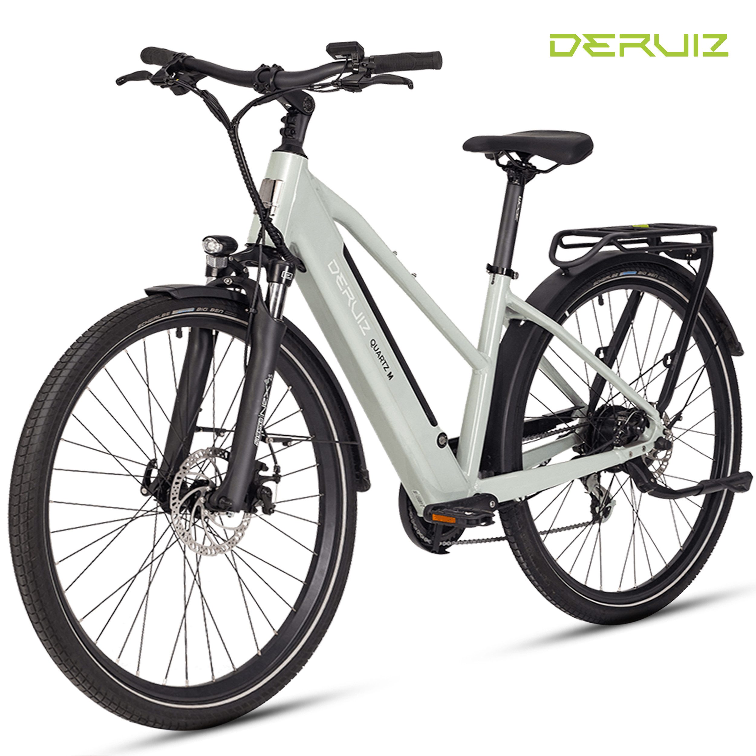 DERUIZ E-Bike Cityrad Quartz M 250W 55 Nm Drehmomentsensor, bis 25 km/h,121 km, 8 Gang Shimano Altus Schaltwerk, Heckmotor, 483 Wh