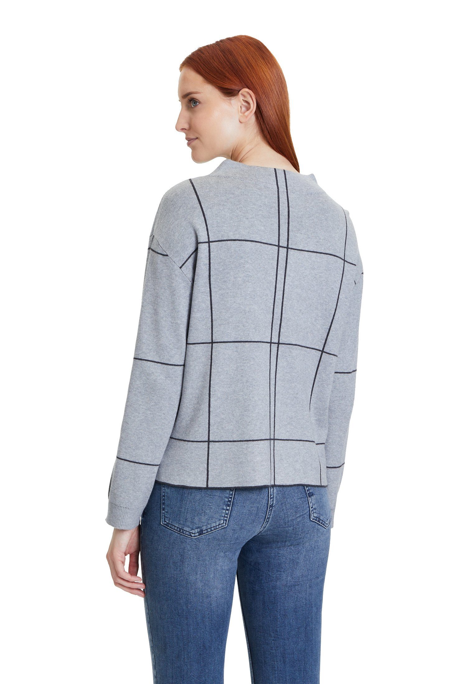 Strickpullover kariert Betty Grey/Grey Barclay (1-tlg) Strick Patch