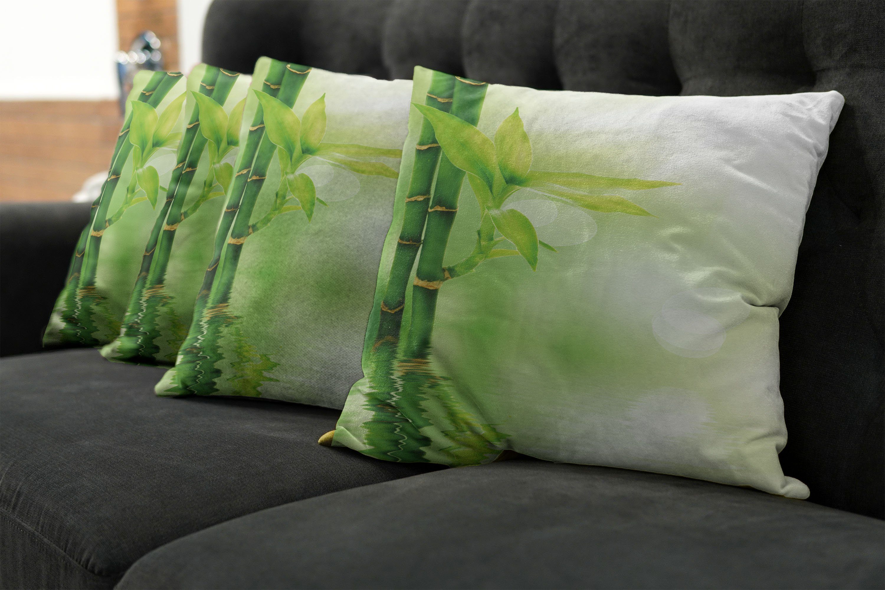 Pflanze Abakuhaus Stück), Doppelseitiger Wasser Bambus Digitaldruck, (4 Modern Kissenbezüge Accent aus