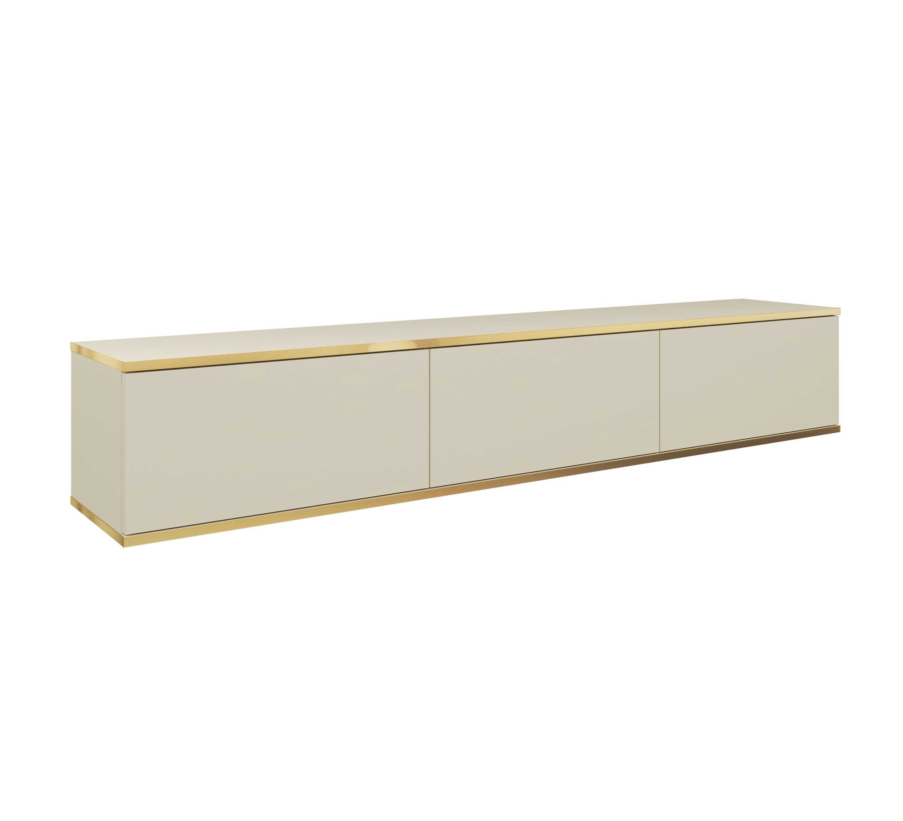 MOEBLO TV-Board Dayn RTV 175 (Hängendes Lowboard im Glamour-Stil, TV-Schrank mit Push-to-Open & goldenen Akzenten, Fernsehtisch aus MDF, RTV-Schrank mit goldene – Bild 2 von 5