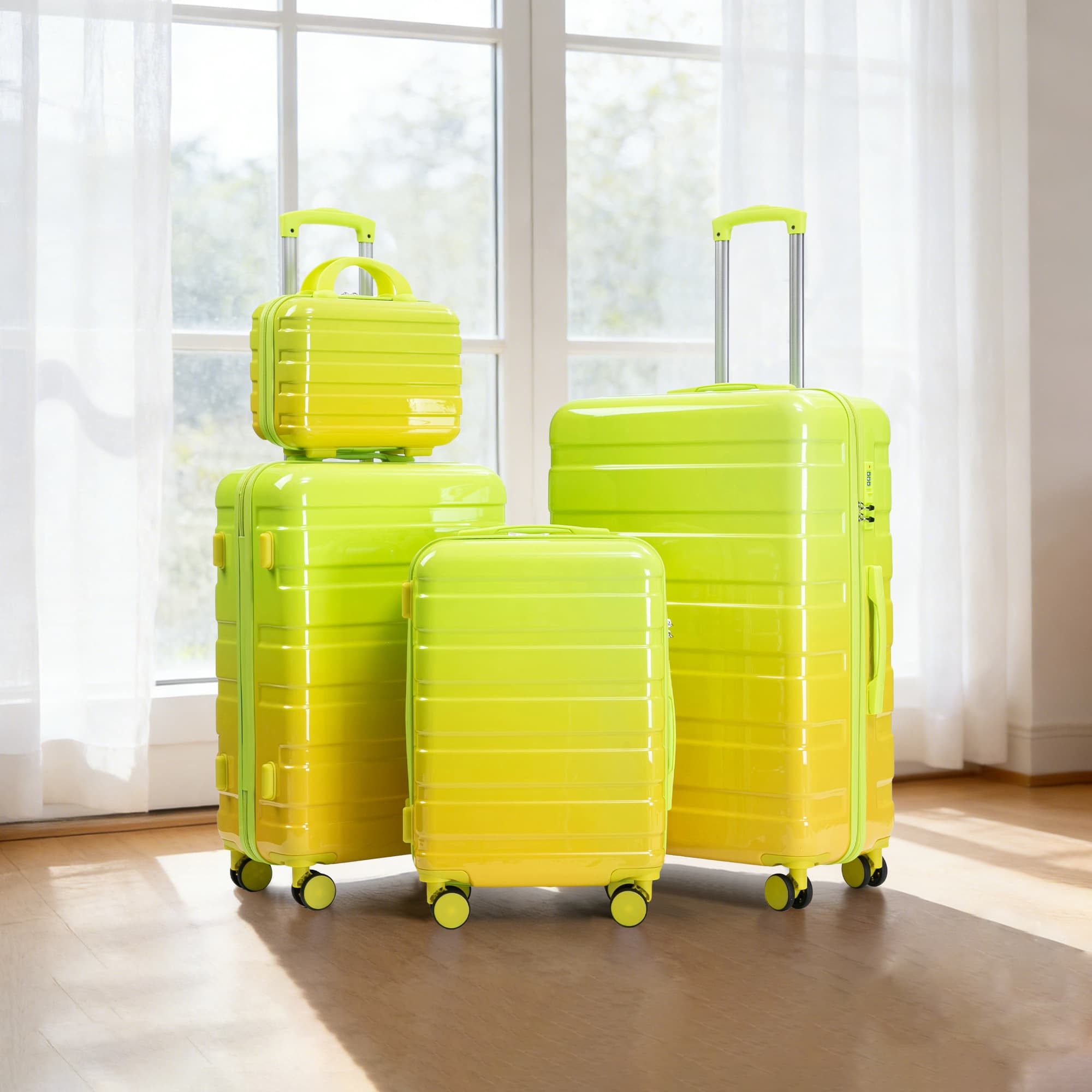 ANYSUN Trolleyset Hartschalen-Kofferset 4tlg – leicht, robust, TSA,Reisekoffer set, (Set, Kofferset 3-teilig mit 14'' Kosmetikkoffer), Leichtgängige 360° Rollen, kratzfest, langlebig und reisefreundlich