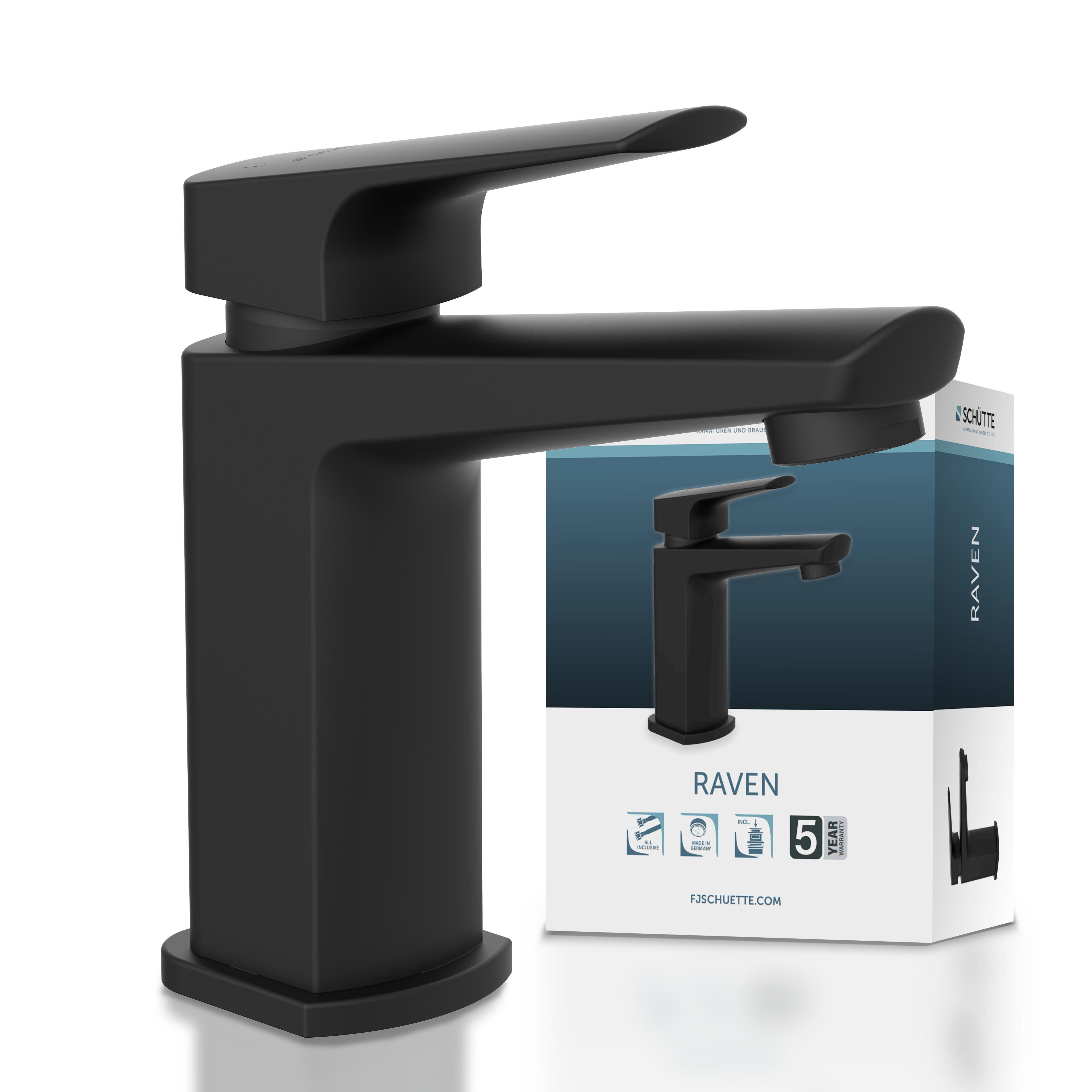 Schütte Waschtischarmatur RAVEN Wasserhahn mit Ablaufgarnitur, Mischbatterie mit Pop Up Abflussstopfen