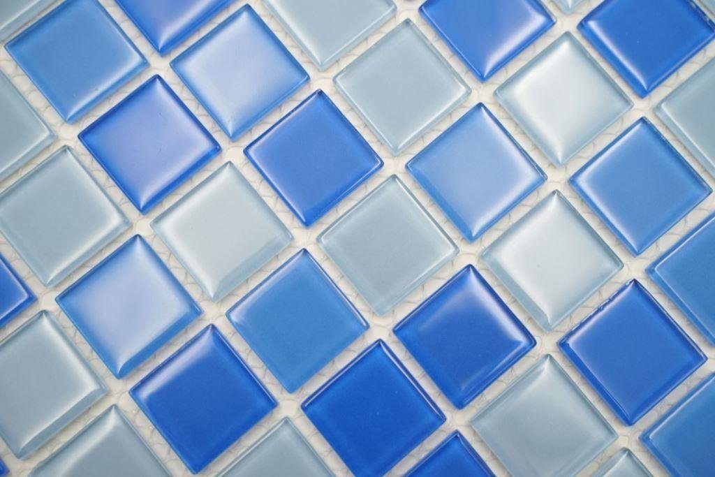 Mosani Mosaikfliesen Glasmosaik Matten Crystal / 10 glänzend hellblau Mosaik