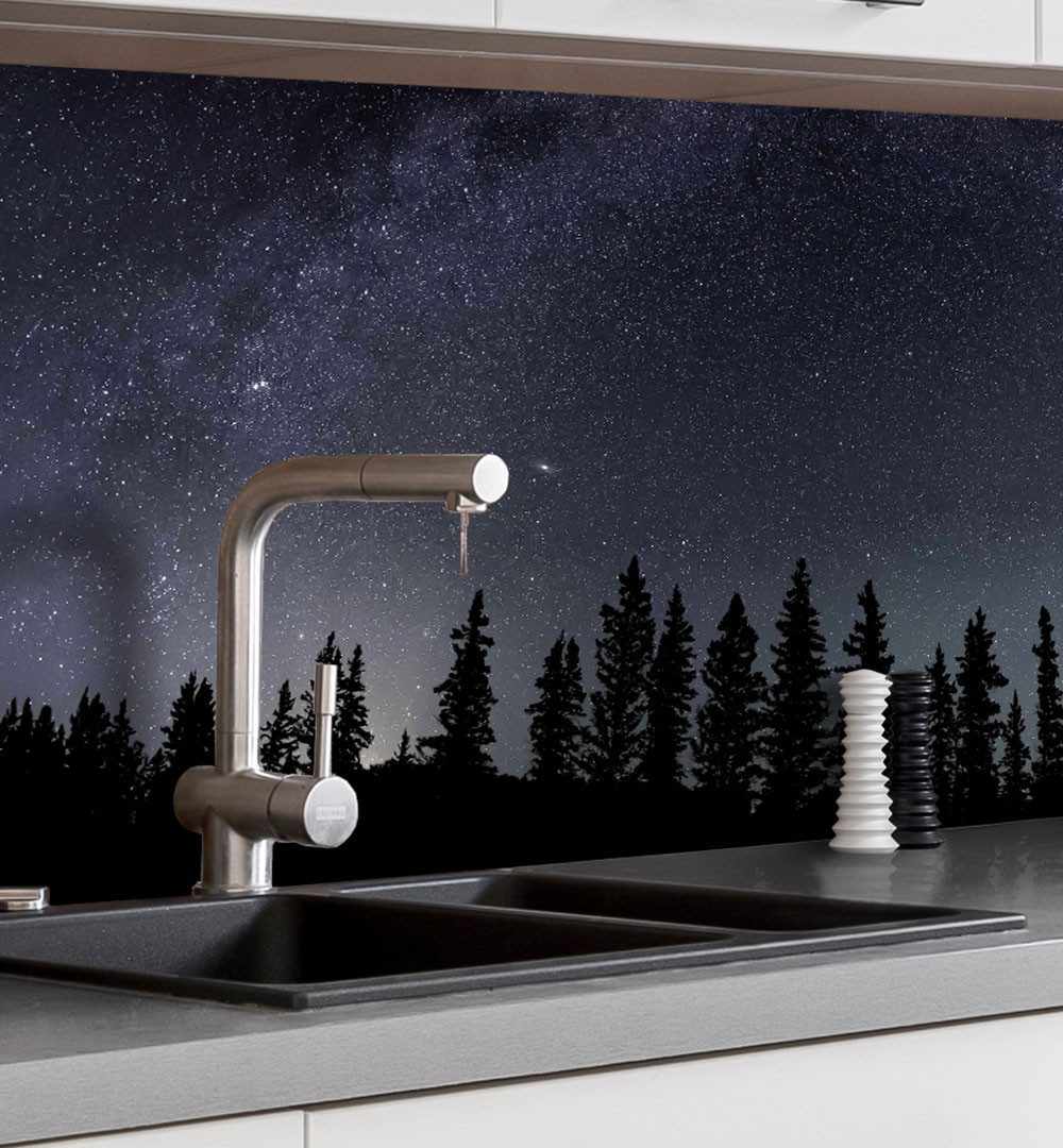 MyMaxxi Küchenrückwand Küchenrückwand selbstklebend Sternenhimmel Spritzschutz Folie, (Klebefolie Küchenrückwand aufgerollt B 60 cm x H 60 cm), Sternenhimmel B 60 cm x H 60 cm