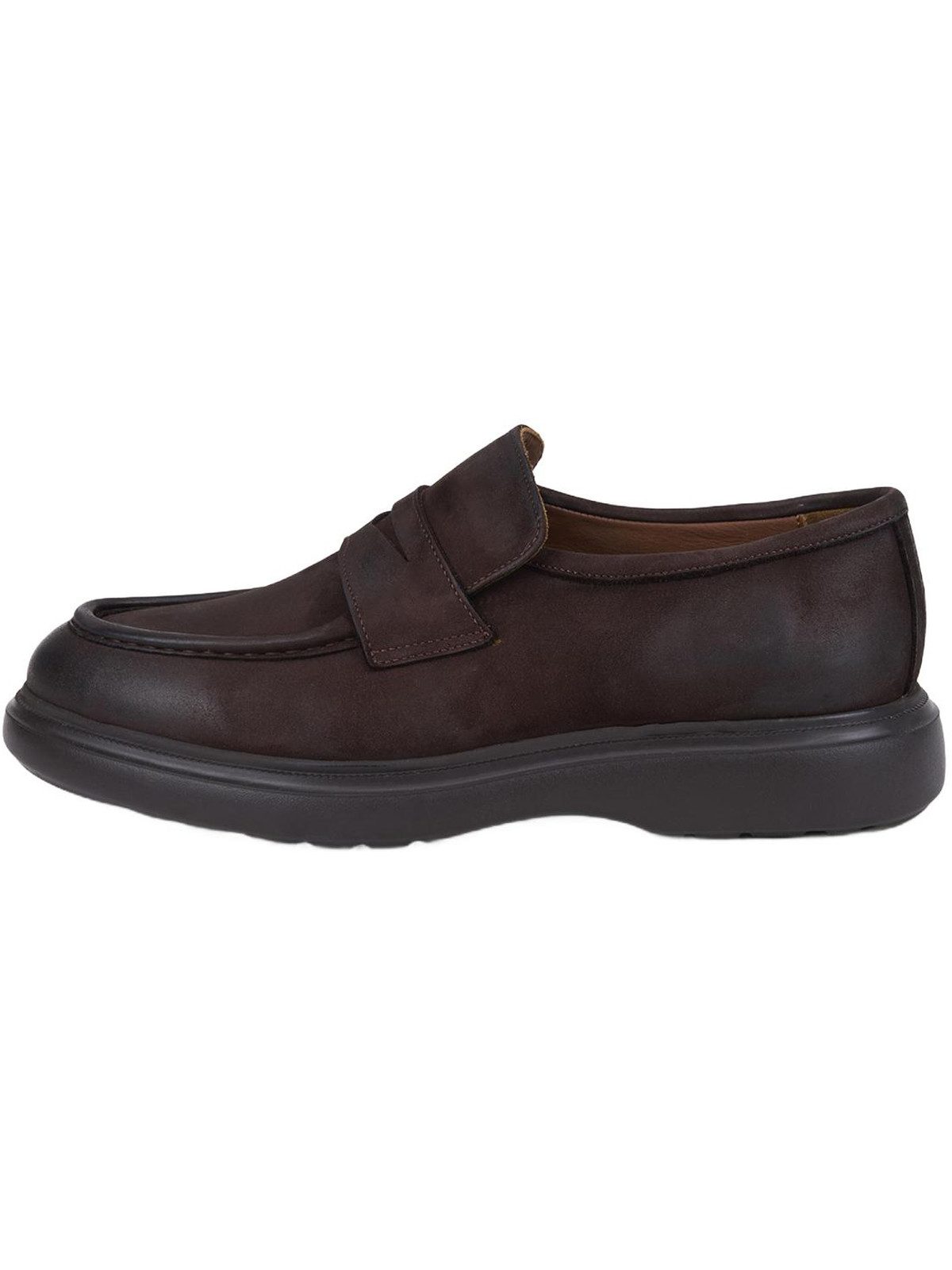 Desa DESA Herren-Slipper aus braunem Leder mit runder Zehenpartie Loafer