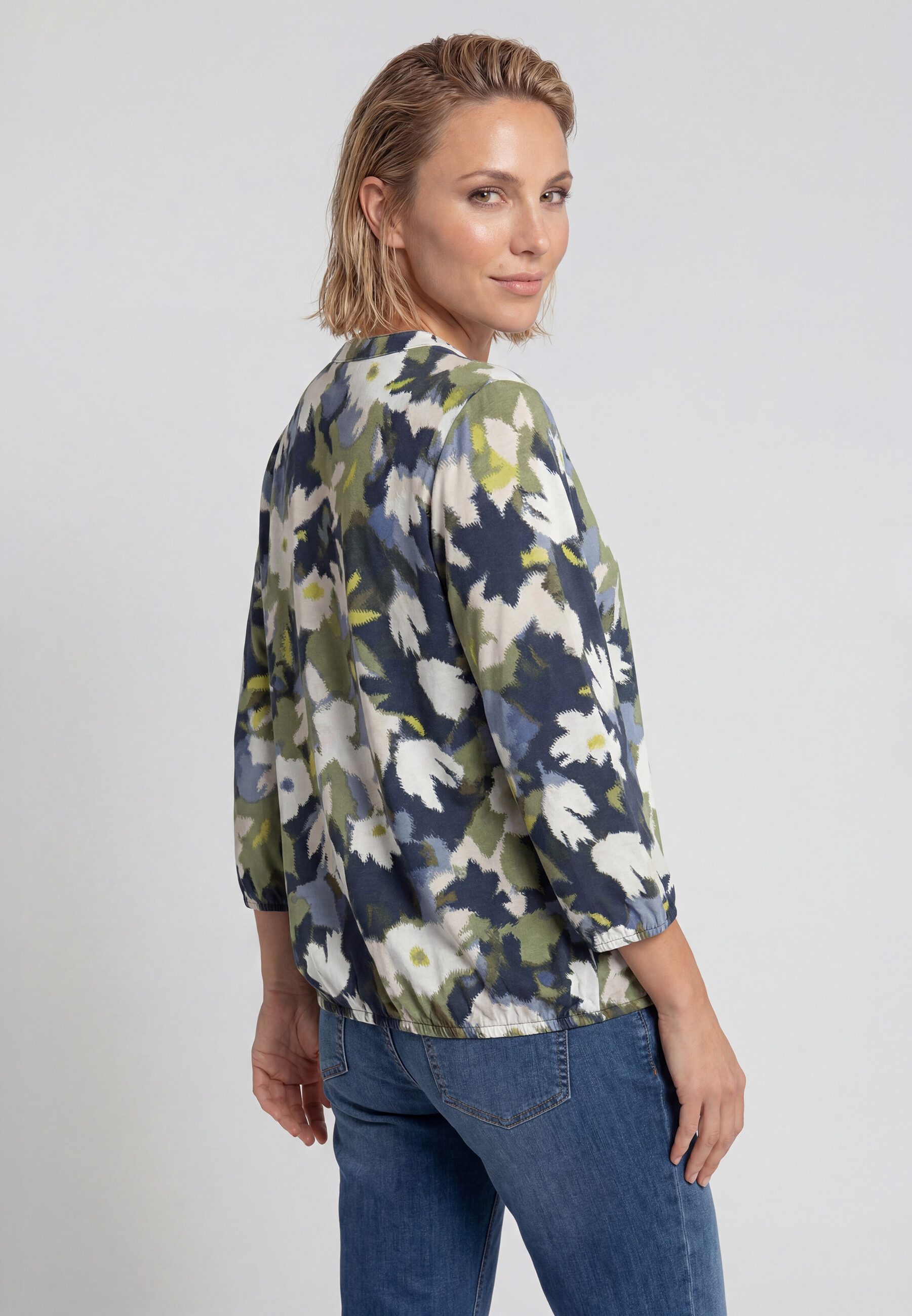 Olsen Tunikashirt Shirt mit Allover-Dessin und Tunikaausschnitt