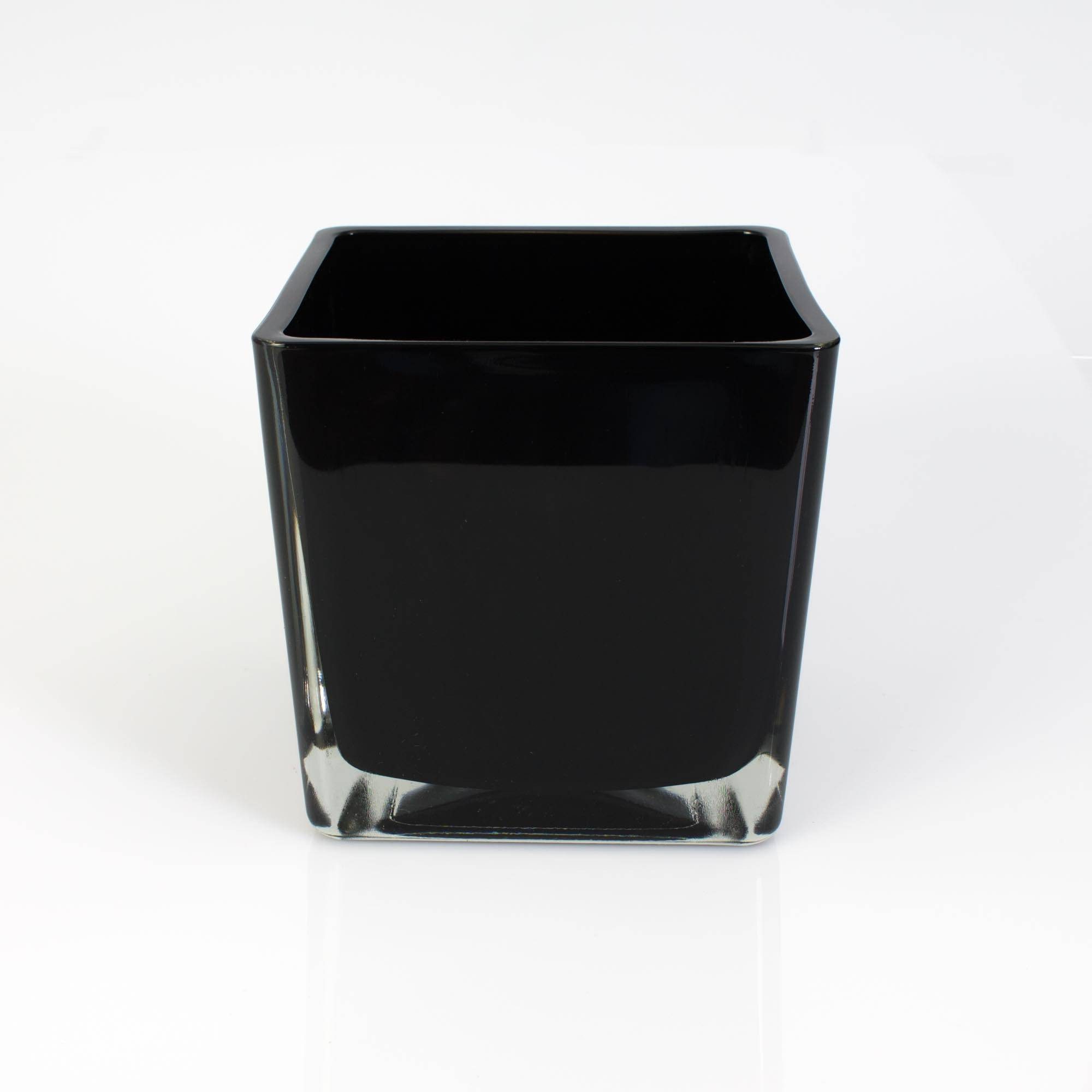 INNA-Glas Blumentopf Glas Übertopf Kim Earth, schwarz, 14x14x14 cm