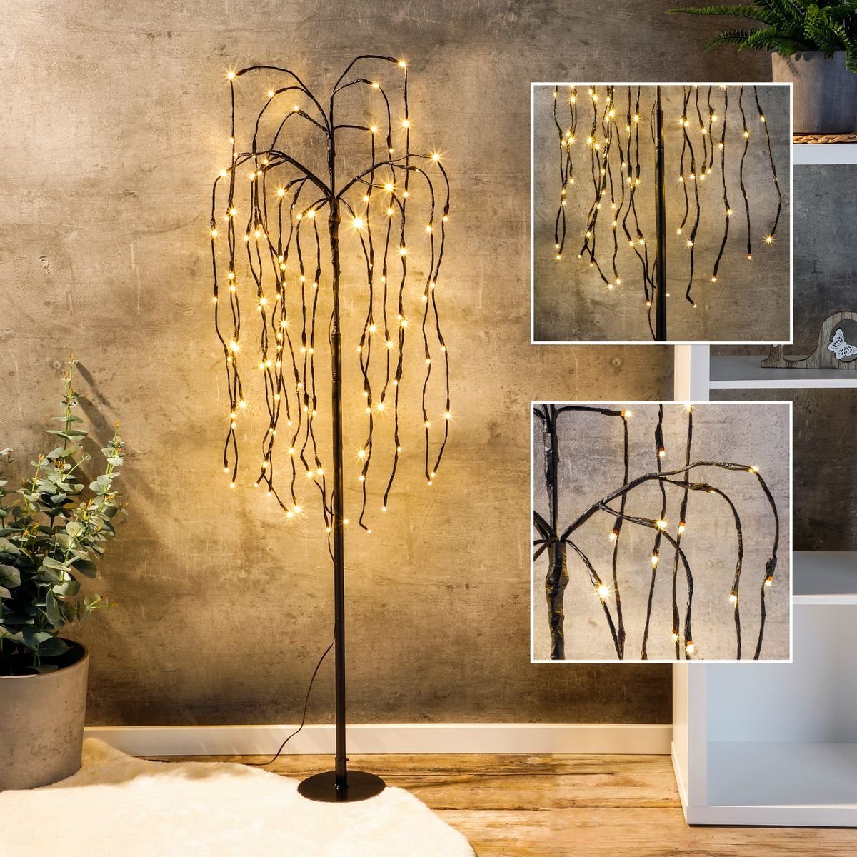 Dekoleidenschaft Lichterbaum Silber mit 108 warmweißen LEDs, 45 cm