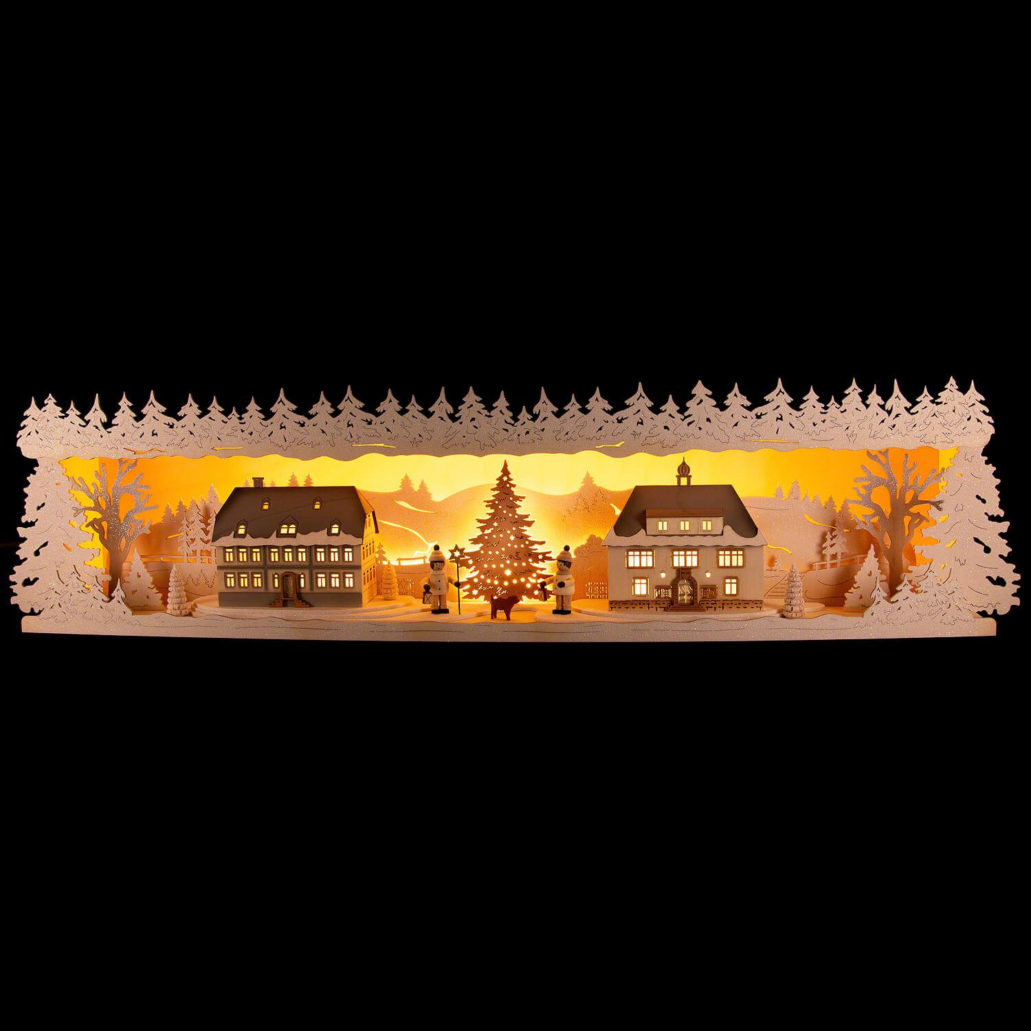 Tietze Erzgebirgsdesign Schwibbogen Schwibbogenerhöhung Seiffener Dorf verschneit (75x20cm) von Tietze Erz