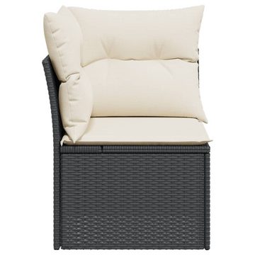 vidaXL Loungesofa Garten-Ecksofa mit Kissen Schwarz Poly Rattan