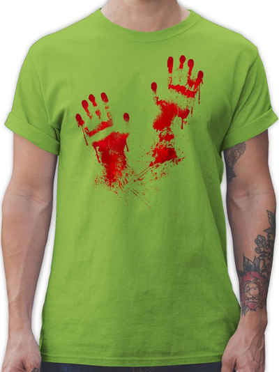 Shirtracer T-Shirt »Blutige Handabdrücke - Halloween Kostüm Outfit - Herren Premium T-Shirt« shirt herren blutig - blutiges tshirt - t shirts männer halloween