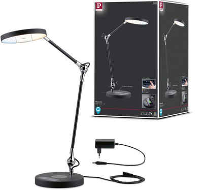 Paulmann LED Schreibtischlampe AS Numis, LED fest integriert, Tageslichtweiß, 11W sw QI tunW dim, Kabell 1,50m