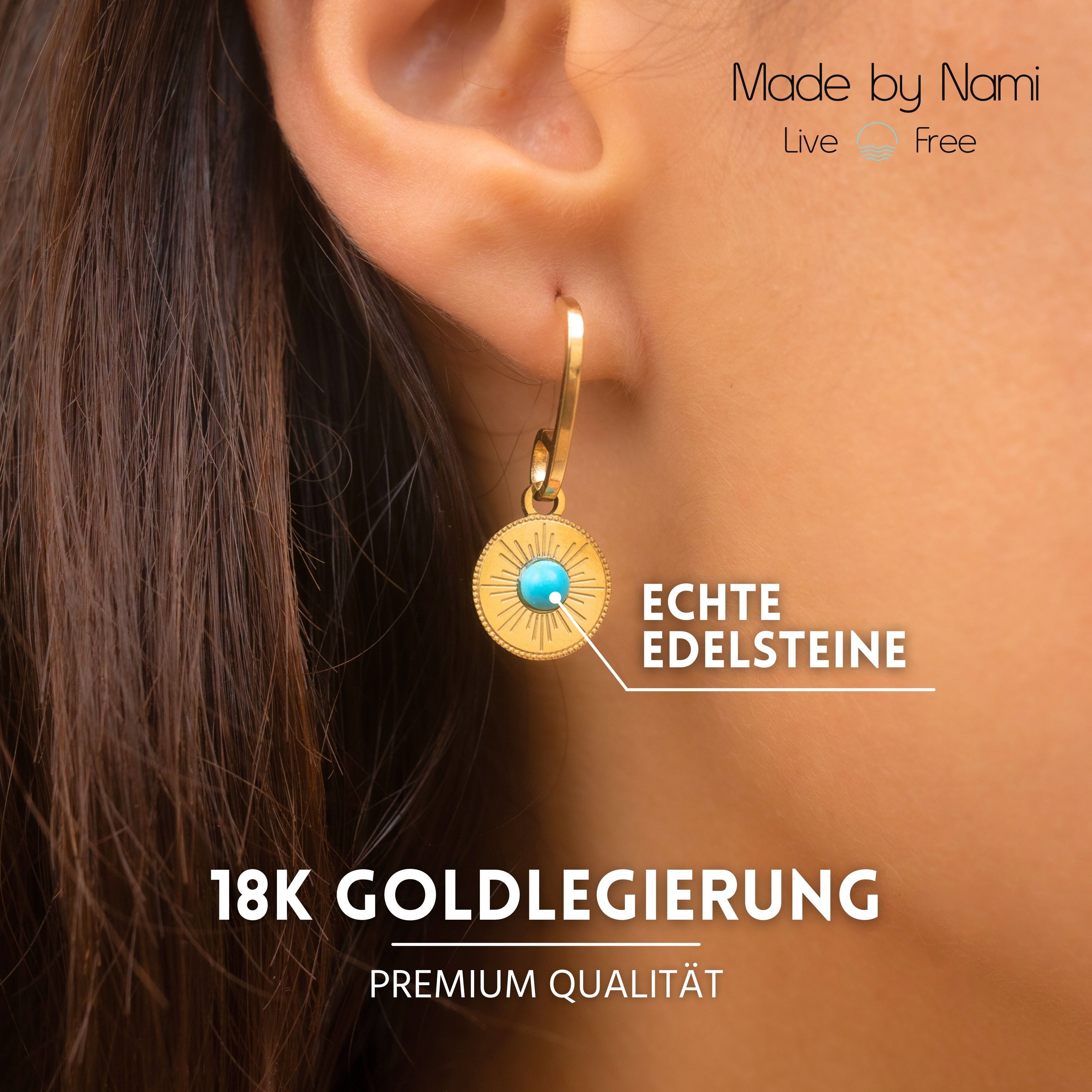 Made by Nami Ohrring-Set Edelstahl Ohrringe Gold hängend mit Sonnen Anhänge günstig online kaufen