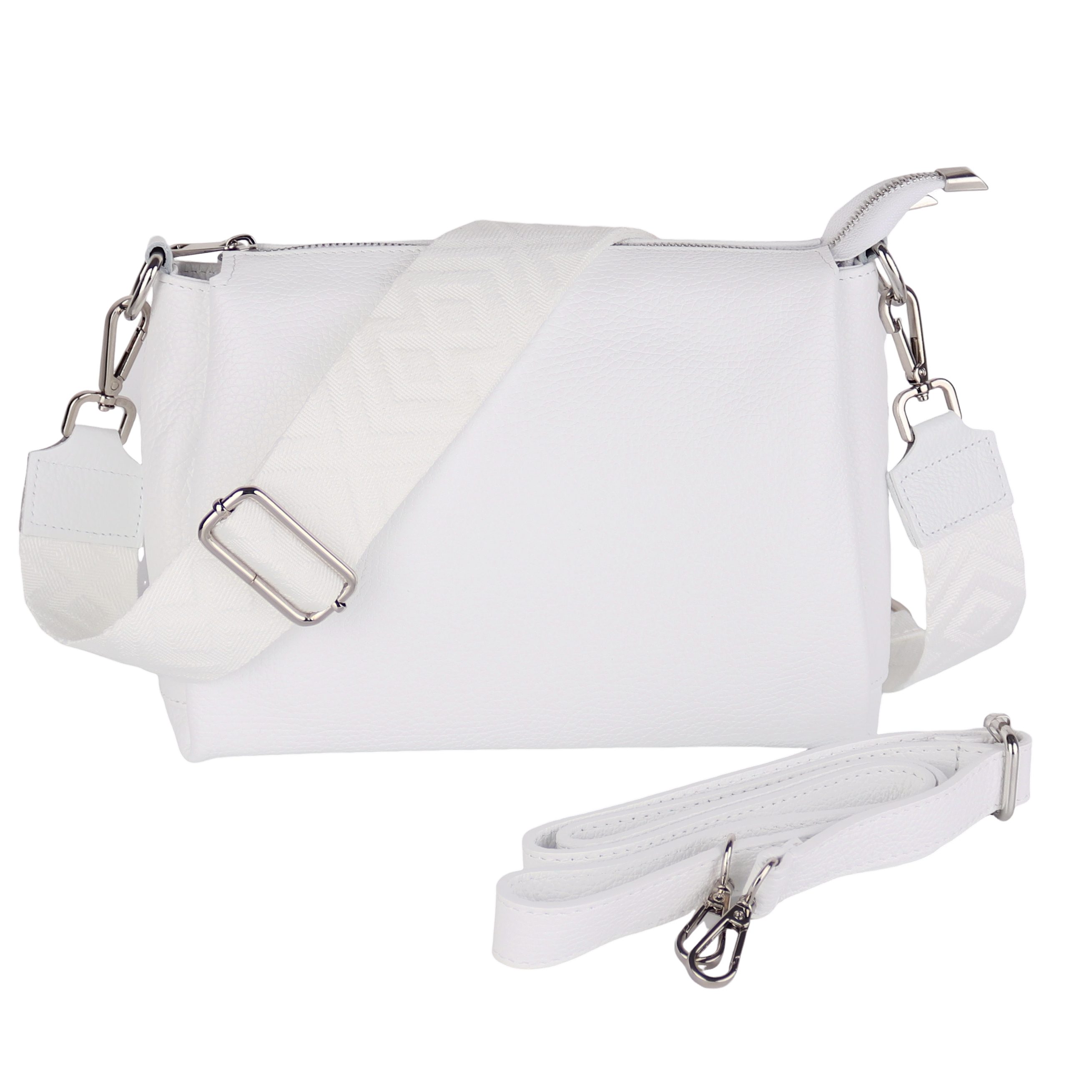 MIRROSI Umhängetasche Damen, Crossbody Bag, Echtleder Made in Italy (1 Tasche 2 Gurte oder Basic Version 1 Tasche 1 Gurt), 26x20x9cm (BXHXT)