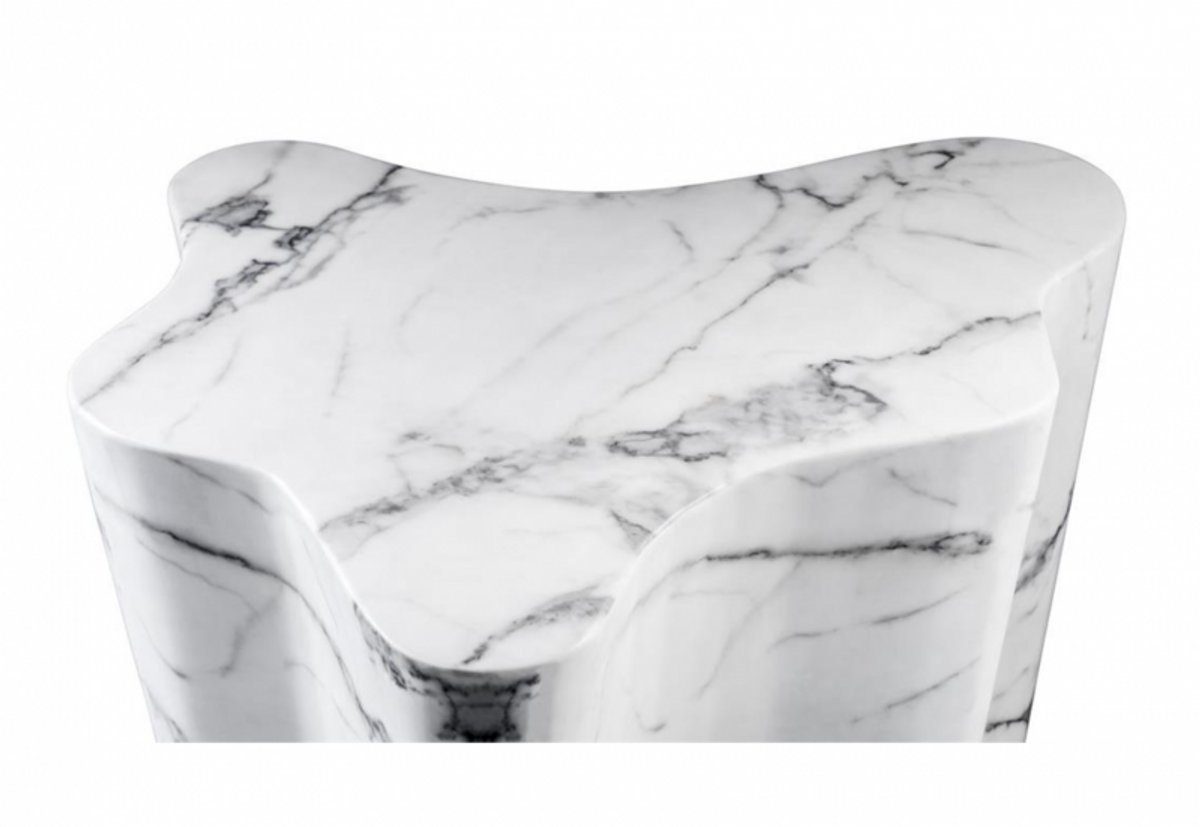 Casa Padrino Beistelltisch Art Designer weißem Designer Deco aus Luxus Luxus - Kunstmarmor Beistelltisch Beistelltisch