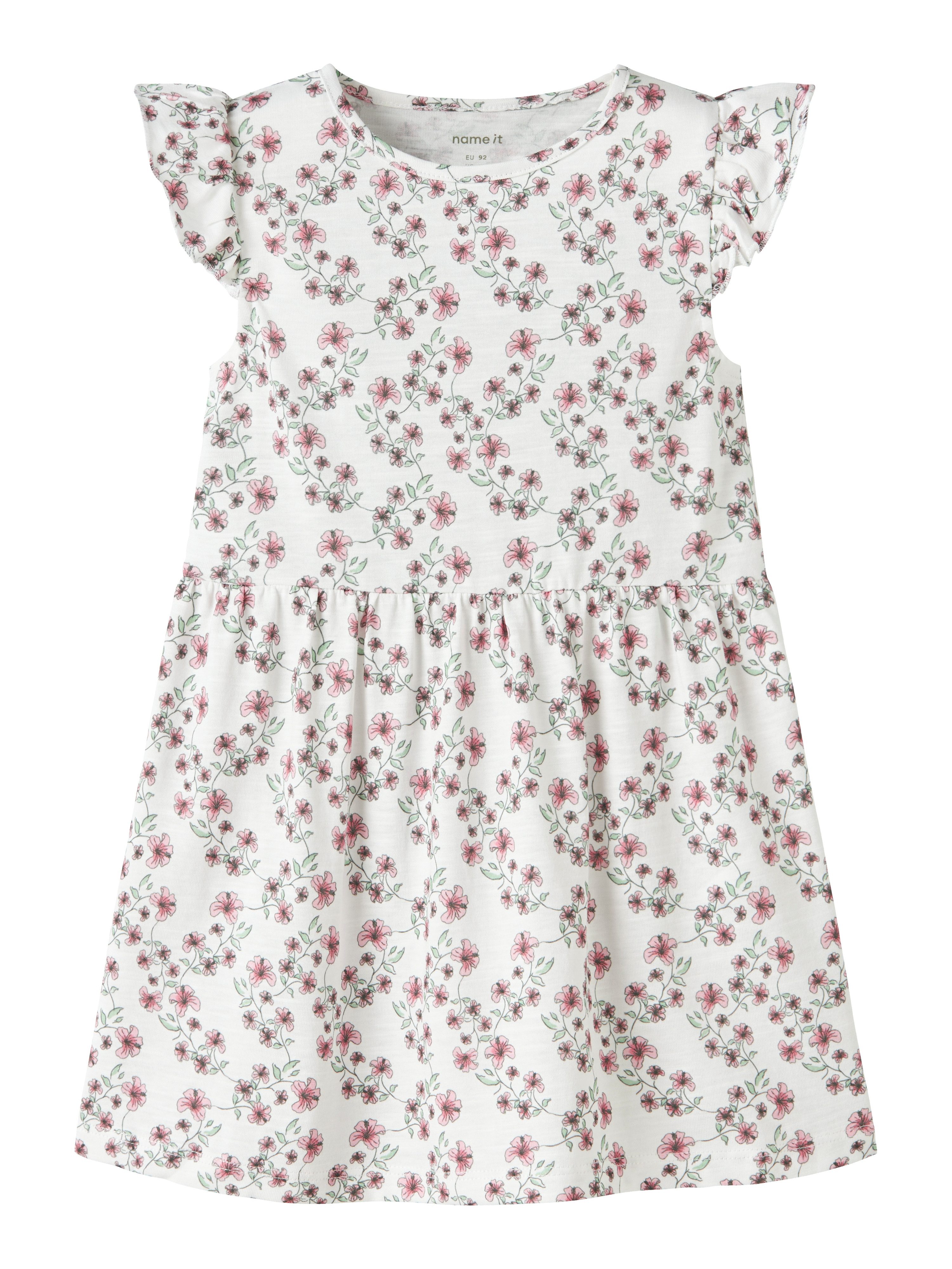 Name It Minikleid NMFHAILEDO CAP SL DRESS Baumwollmischung, Rüschen, Allover-Print
