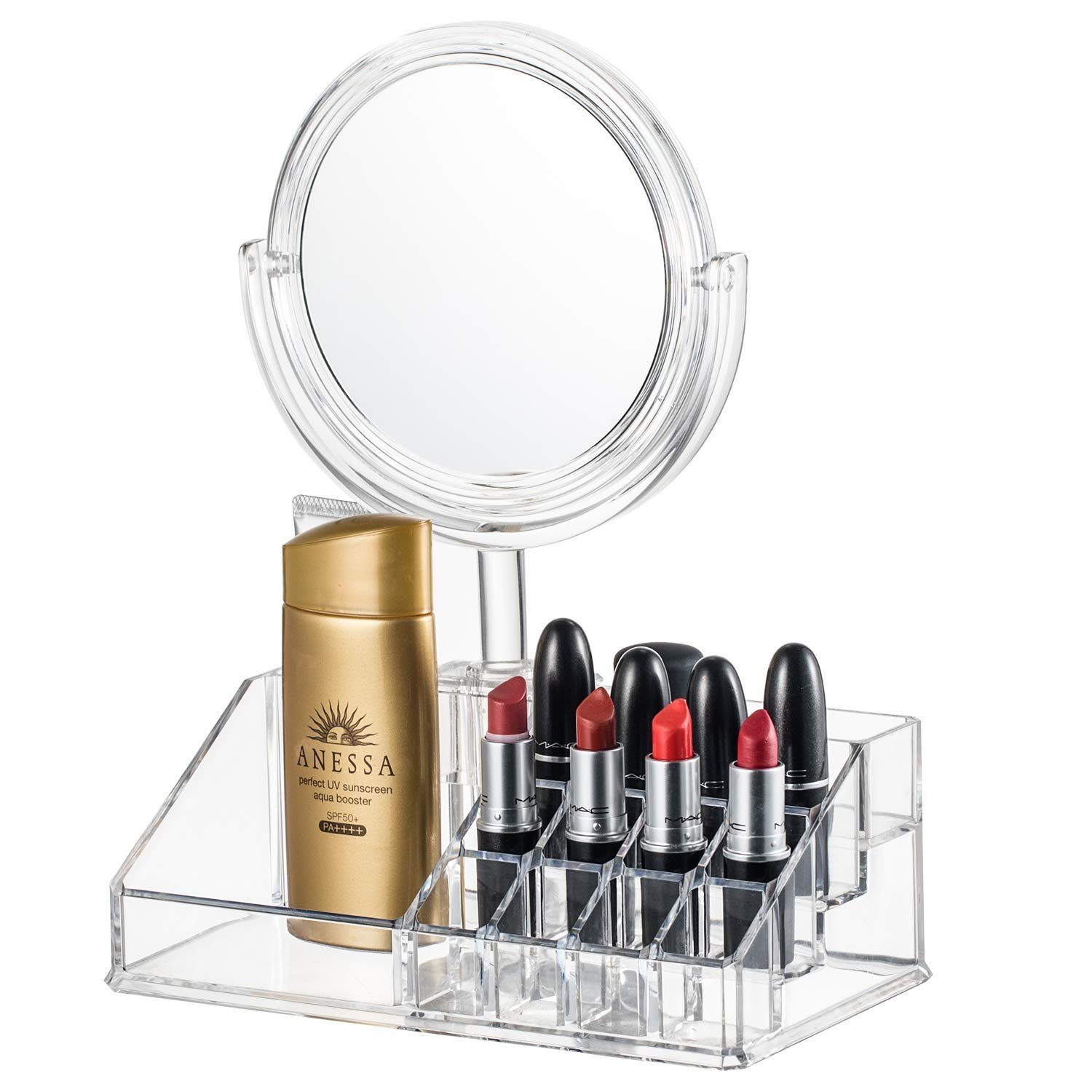 Elegear Kosmetikspiegel Schminkspiegel,Tischspiegel (1-St), Spiegel aus Acryl mit Organizer, für die Dusche/Lagerung