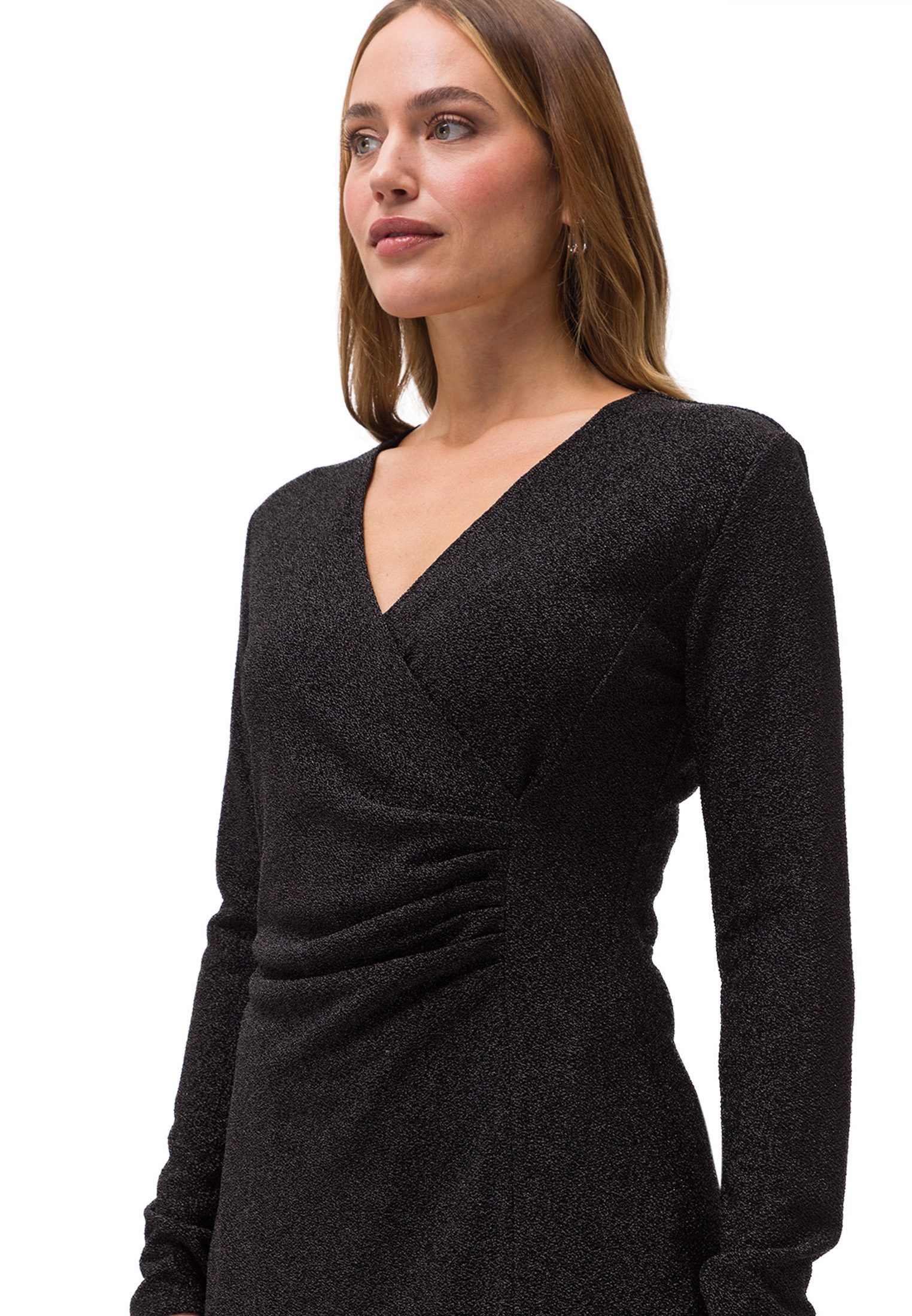 Zero Wickelkleid zero Glitzerkleid mit Wickeloptik Wickeldesign