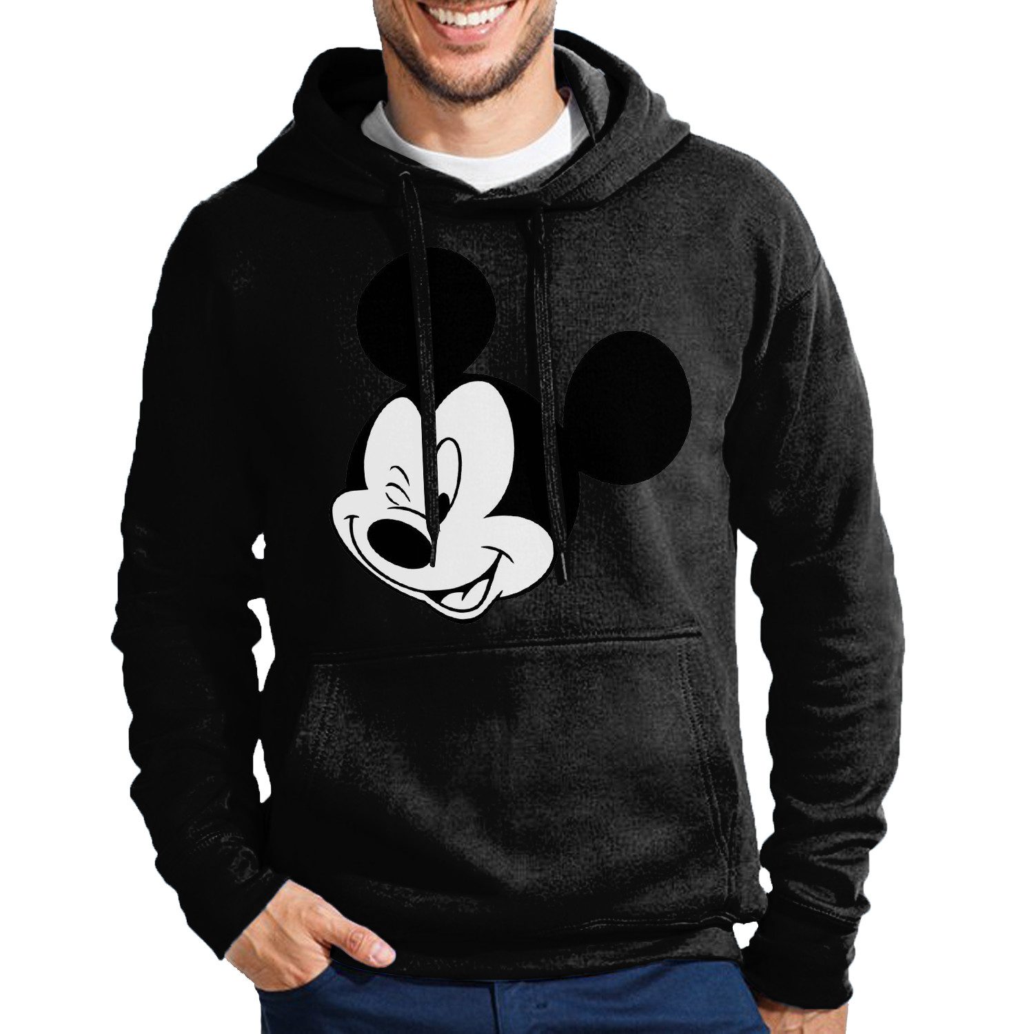 Blondie & Brownie Hoodie Mickey Zwinker Cartoon Herren Hoodie Streetwear Freizeit Style Herren Hoodie Mickey Zwinker Cartoon Print Streetwear Baumwollmix