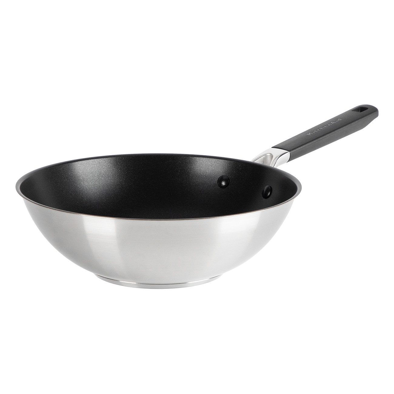 KitchenAid Wok Classic Stainless Steel (CC005705-001), Edelstahl, Wokpfanne 28 cm, Edelstahl-Induktionsboden mit Aluminiumkern