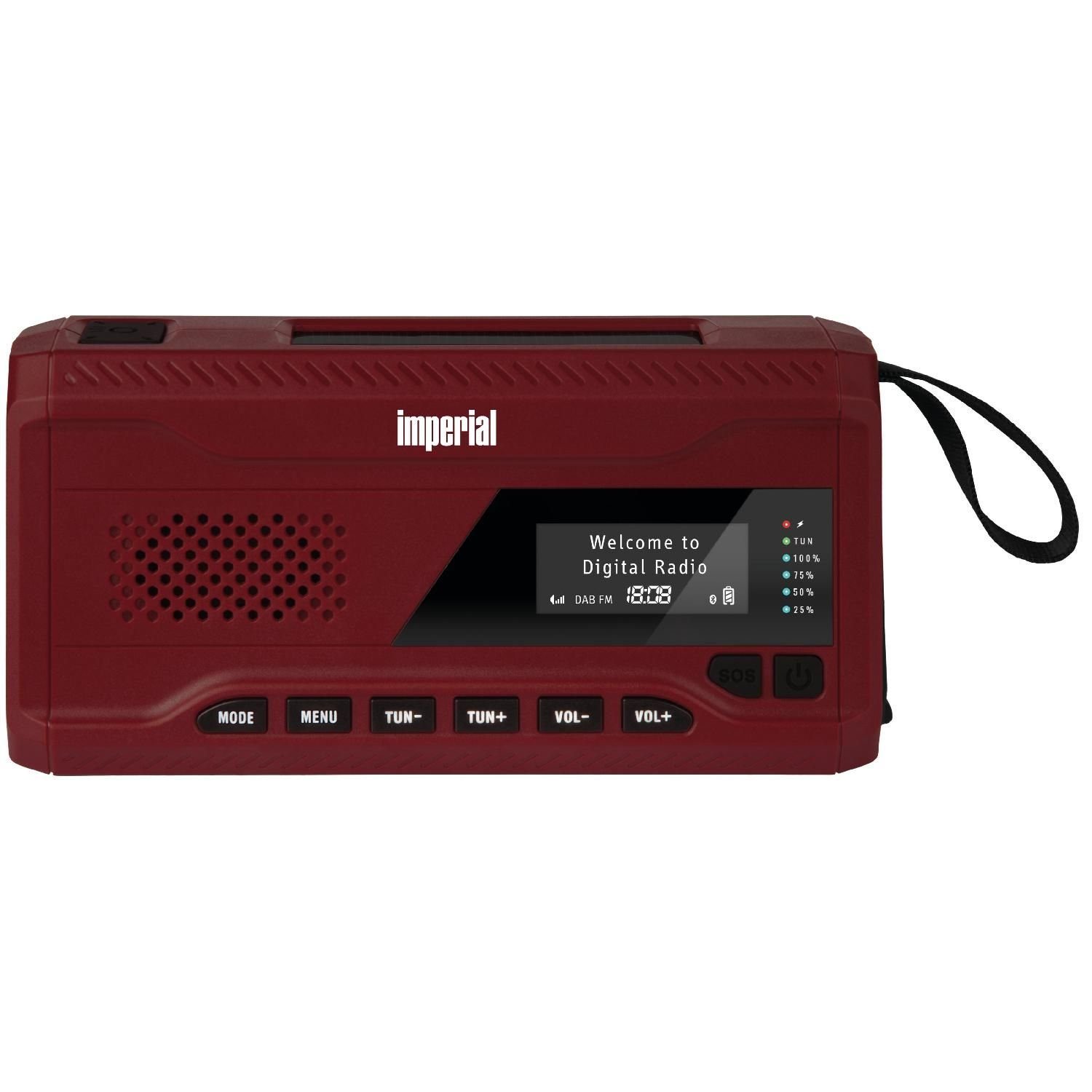 IMPERIAL by TELESTAR DABMAN Bluetooth 2 Outdoorradio 2 Empfang DAB, / FM, (mit Taschenlampe, Warnfunktion DAB+, Streaming, Digitalradio DAB+/ und UKW (DAB) AM, Kurbelradio Solarzellen, über Powerbankfunktion, W, SOS OR Sleeptimer, Batterieladeanzeige)