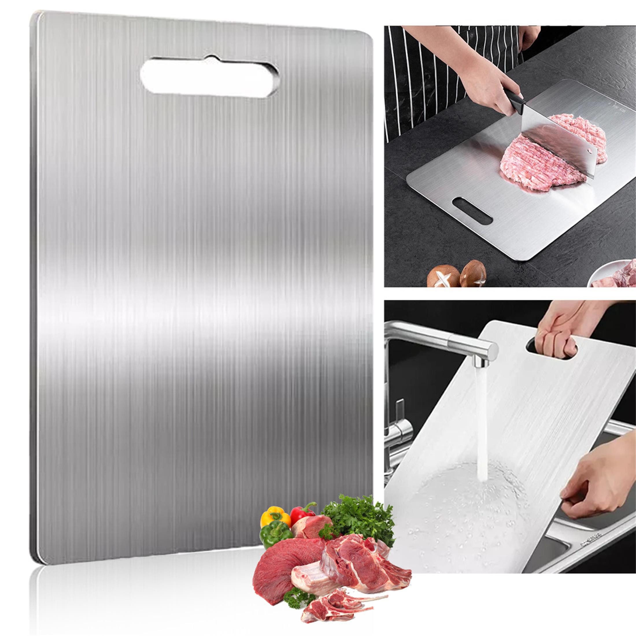 ibettertec Schneidebrett Titan-Schneidebrett doppelseitig, Edelstahl 1,5 mm, (für Küche & Camping, robust & hygienisch)