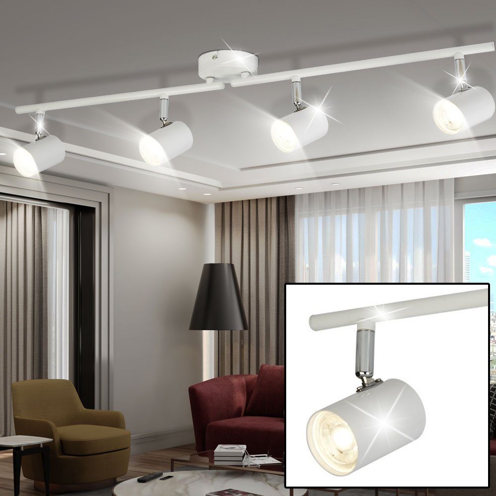 LED Decken Lampe dimmbar Wohn Zimmer Beleuchtung Chrom Spot Leuchte verstellbar 