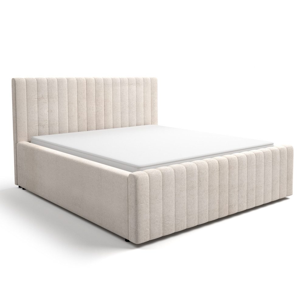 Lomadox Polsterbett BERNALDA-166, 180x200 cm Liegefläche, Beige, moderne St günstig online kaufen