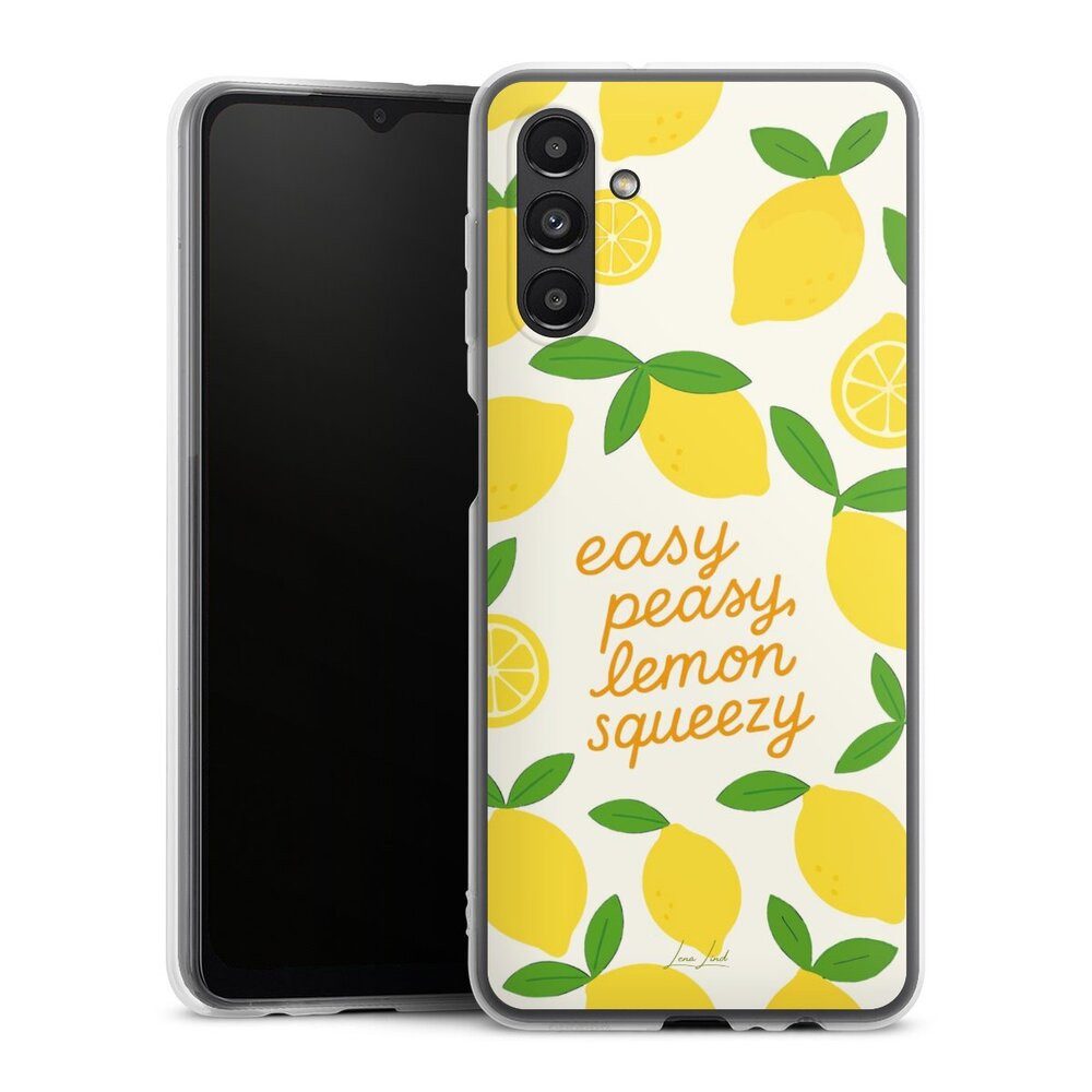 DeinDesign Handyhülle Zitrone Spruch Statement Easy Peasy Lemon Queezy, Samsung Galaxy A04s Silikon Hülle Bumper Case Handy Schutzhülle