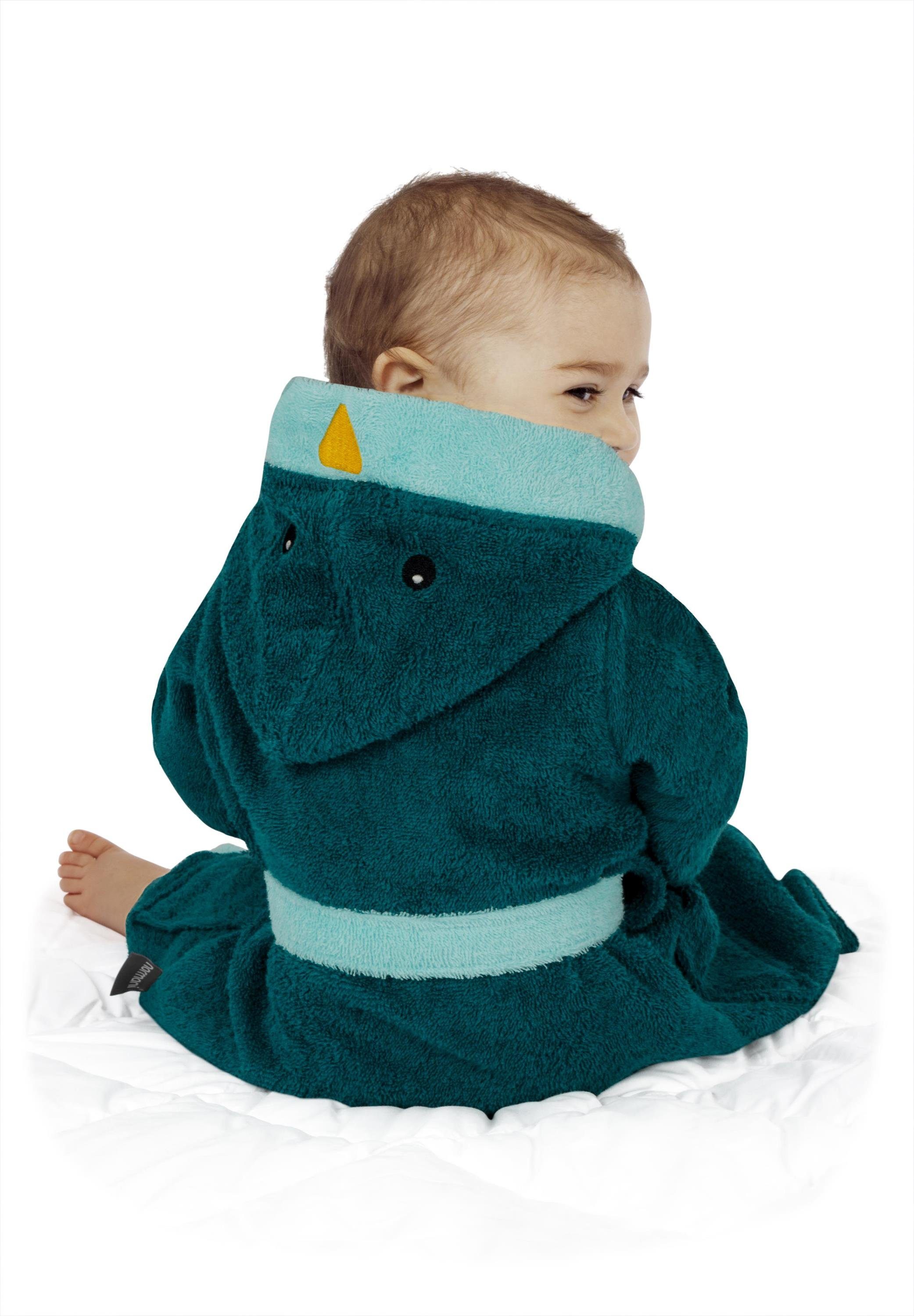 normani Kinderbademantel Kinder Bademantel aus Bio-Baumwolle Malia, Bio-Baumwolle, Kapuze, Bindegürtel, Kinder Bademantel aus weichem und schadtsofffreiem Mater – Bild 4 von 5
