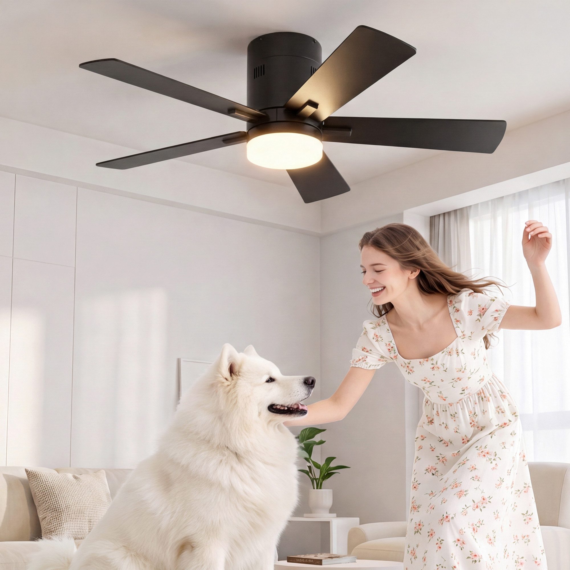 BELUPAI Deckenventilator LED Deckenleuchte mit Ventilator und Licht inkl Fernbedienung, 6-stufiger,42 Zoll,Leise,Leuchte/ Ventilator Getrennt Schaltbar