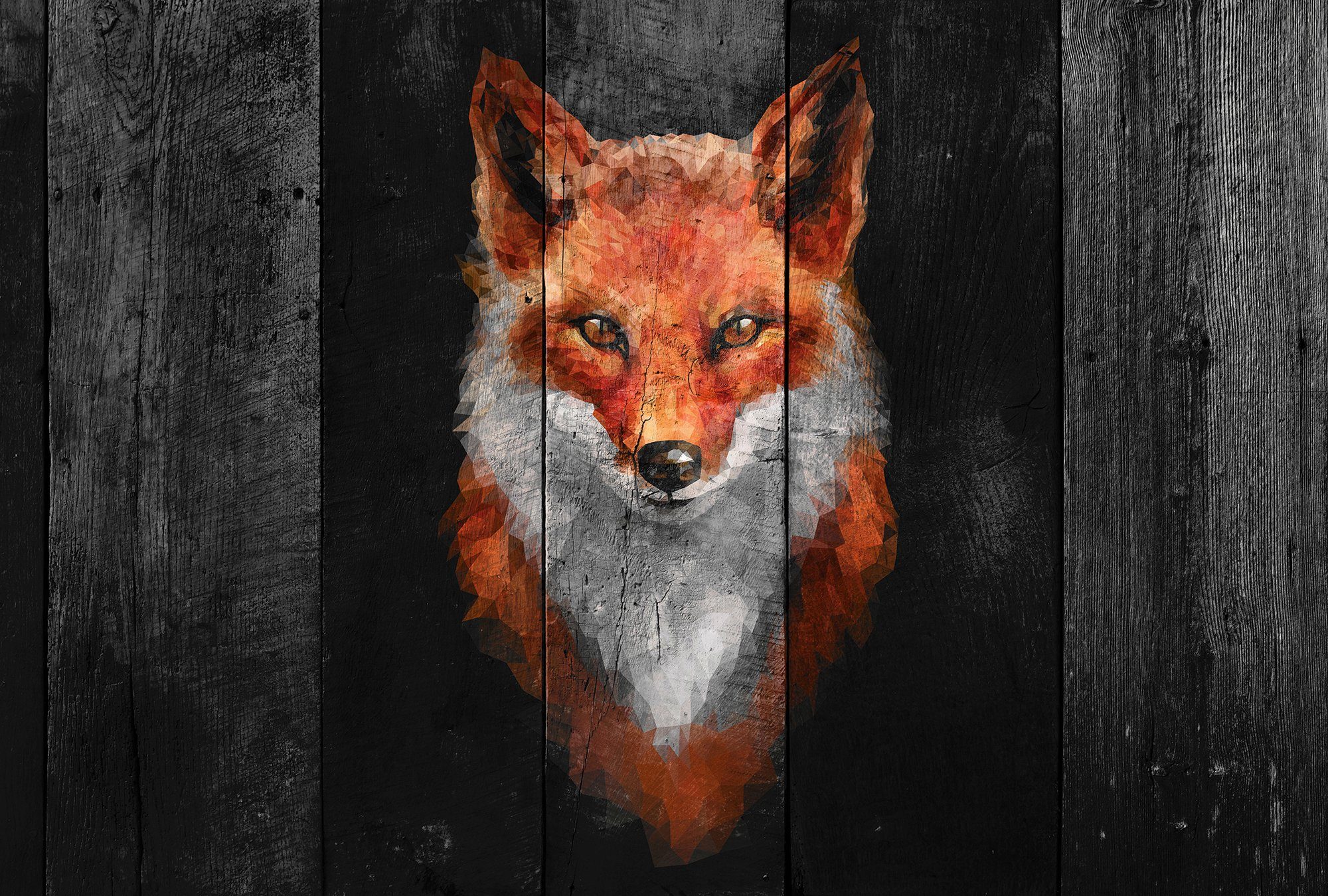 Architects Paper Fototapete Atelier 47 Polygon Fox 2, glatt, Holz, (4 St), Vlies, Wand, Schräge, Decke