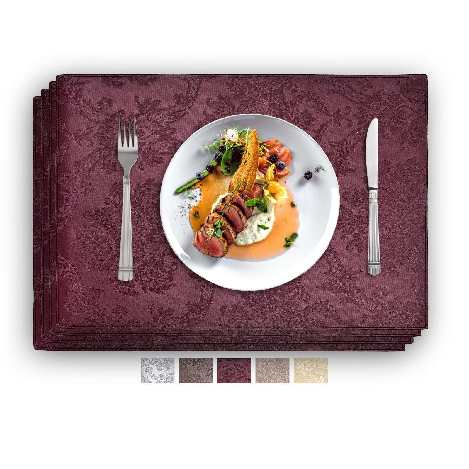 Vivi Idee Platzset Geprägte luxuriöse Столовые наборы Tischmatte Kunstleder, abwischbar, wasserdicht, Anti-Rutsch, beidseitig, 46 x 31 cm, 4er Set