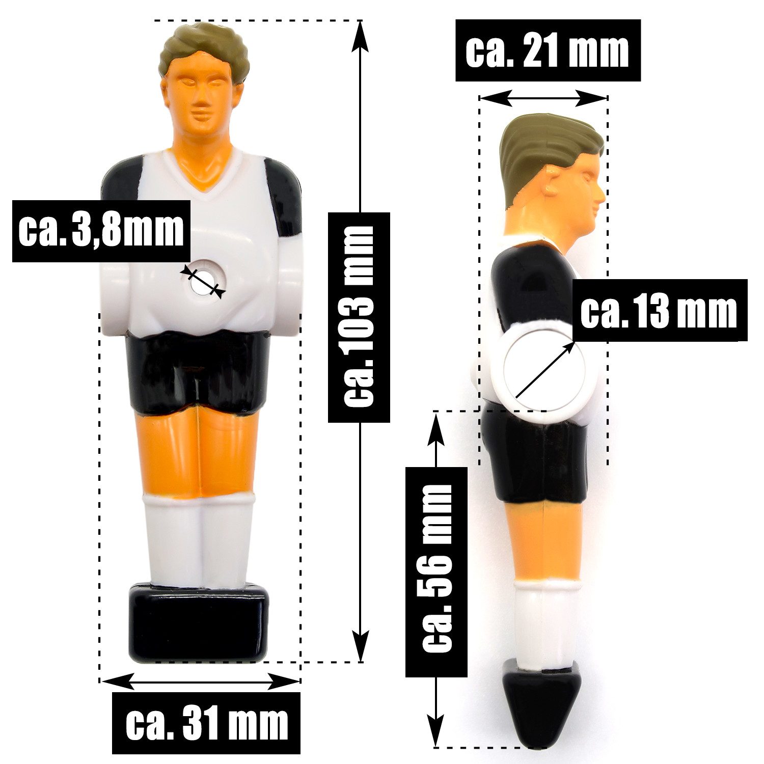 eyepower Tischfußballspiel Figuren - 22 Kickerfiguren Deutschland Niederlande - 13 mm Tischkicker (22-tlg), Tischfußball Ersatzfiguren - Kicker Figurenset - Kickerspieler Ersatz