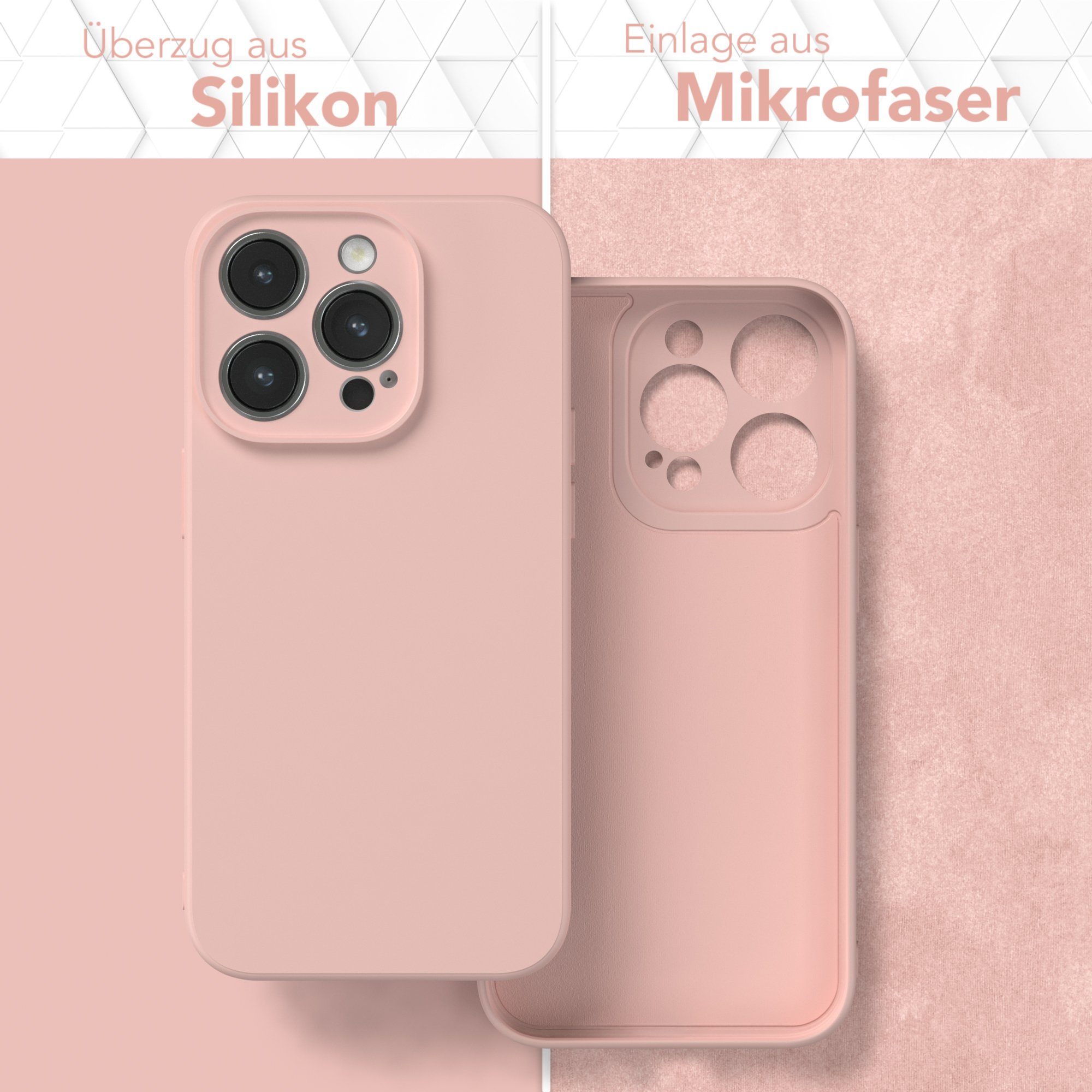 EAZY CASE Handyhülle für Apple iPhone 14 Pro Hülle Silikon 6,1 Zoll, Hülle mit Kameraschutz Bumper Case silikonschutzhülle Rosa / Altrosa – Bild 3 von 5