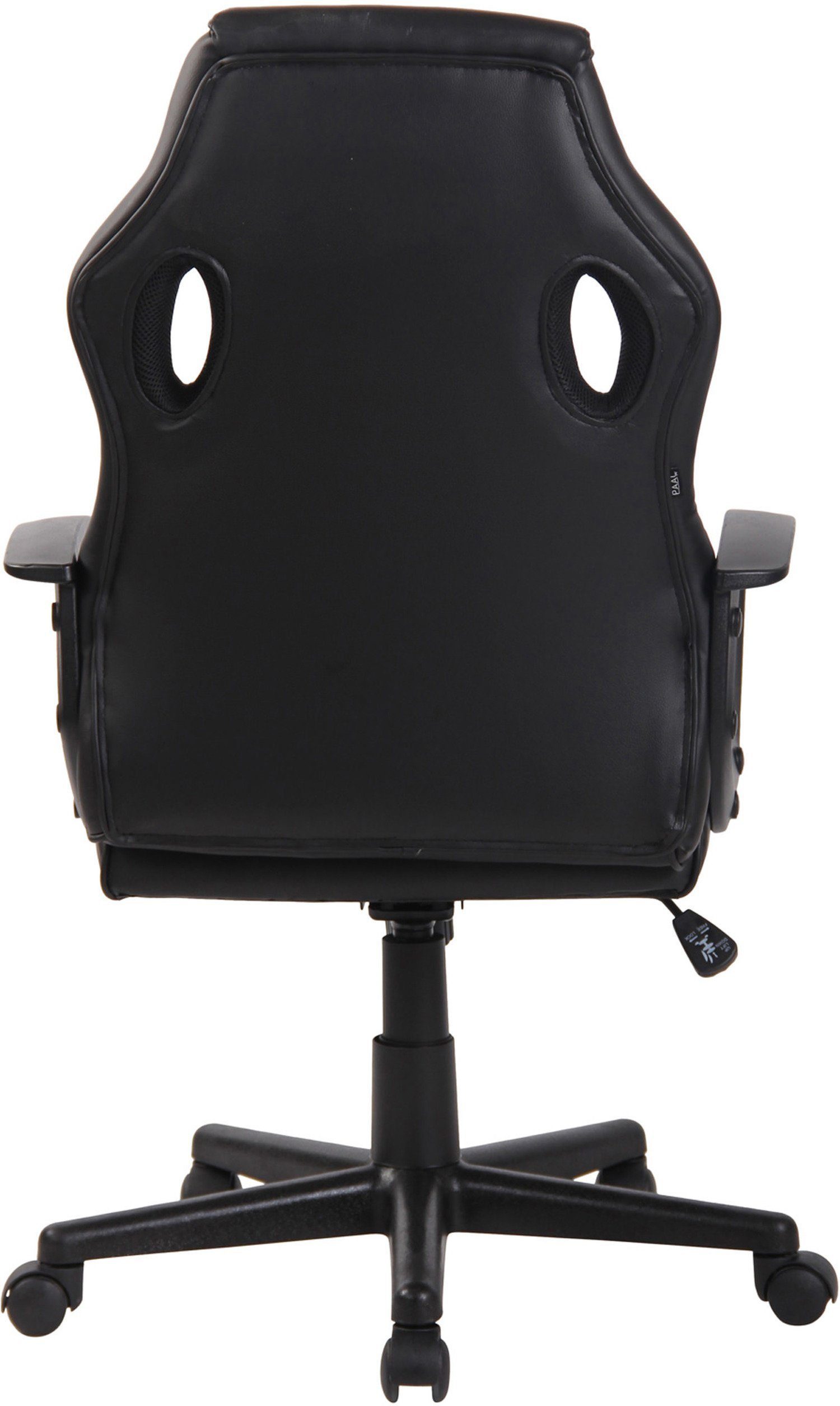schwarz/schwarz Kunststoff bequemer mit TPFLiving - (Schreibtischstuhl, höhenverstellbar drehbar Rückenlehne Konferenzstuhl), Chefsessel, Netzbezug und Gestell: Drehstuhl, Glan Kunstleder, 360° Gaming-Stuhl schwarz -