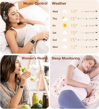 Lefitus Fur Damen Mit Herzfrequenz Activity Tracker Schrittzähler Smartwatch (1,72 Zoll, Android iOS), mit Bluetooth Anruf Antwort Freisprecheinrichtung 200+ Sportmodus