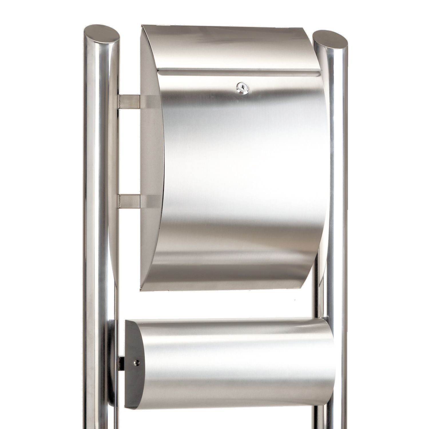 Zelsius Standbriefkasten Edelstahl Doppelrohr Standbriefkasten abschließbar, 48 x 138 cm