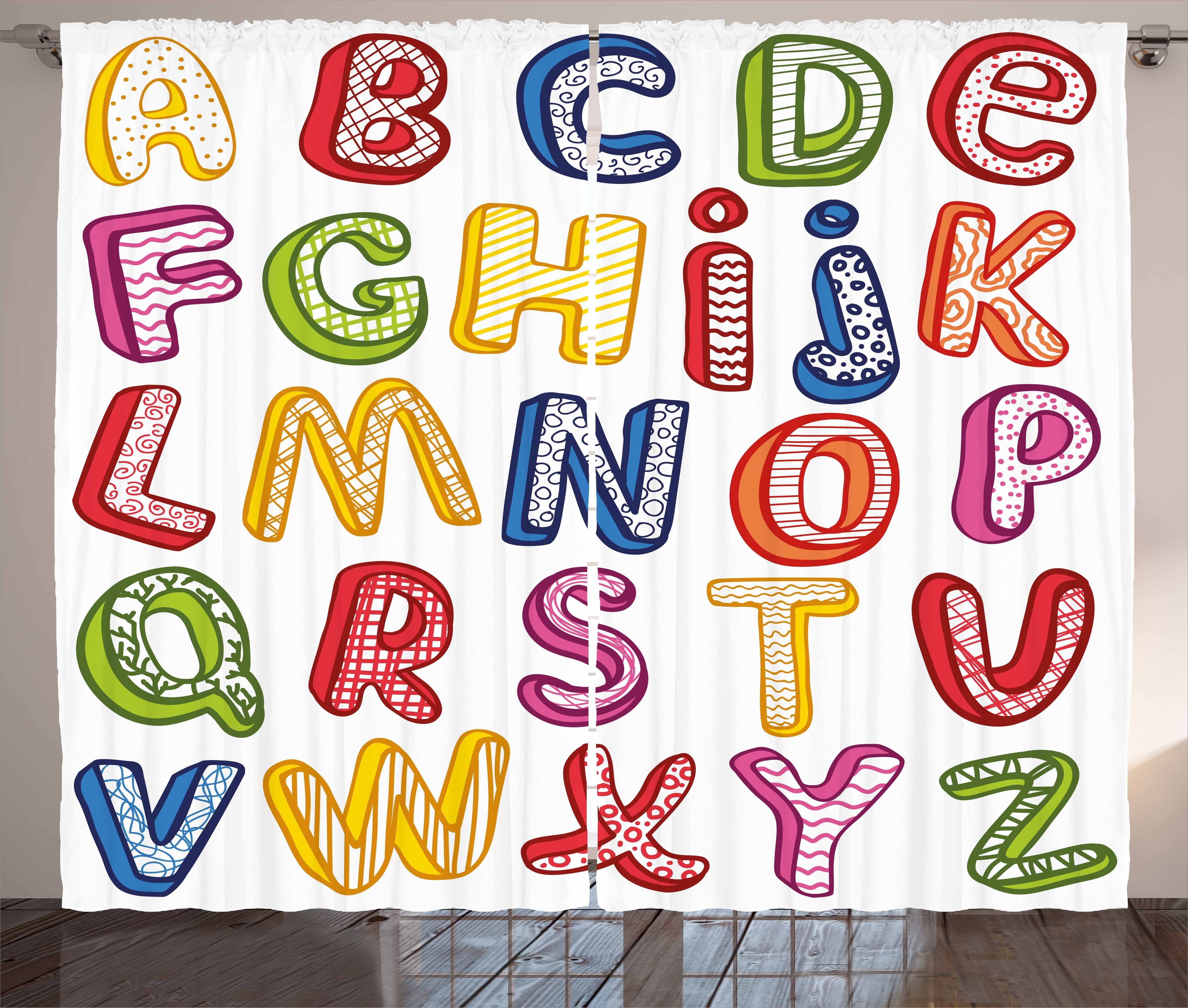 Haken, Schlaufen ABC Englisches Vorhang Alphabet Gardine Schlafzimmer 3D-Buchstaben mit und Kräuselband Abakuhaus,