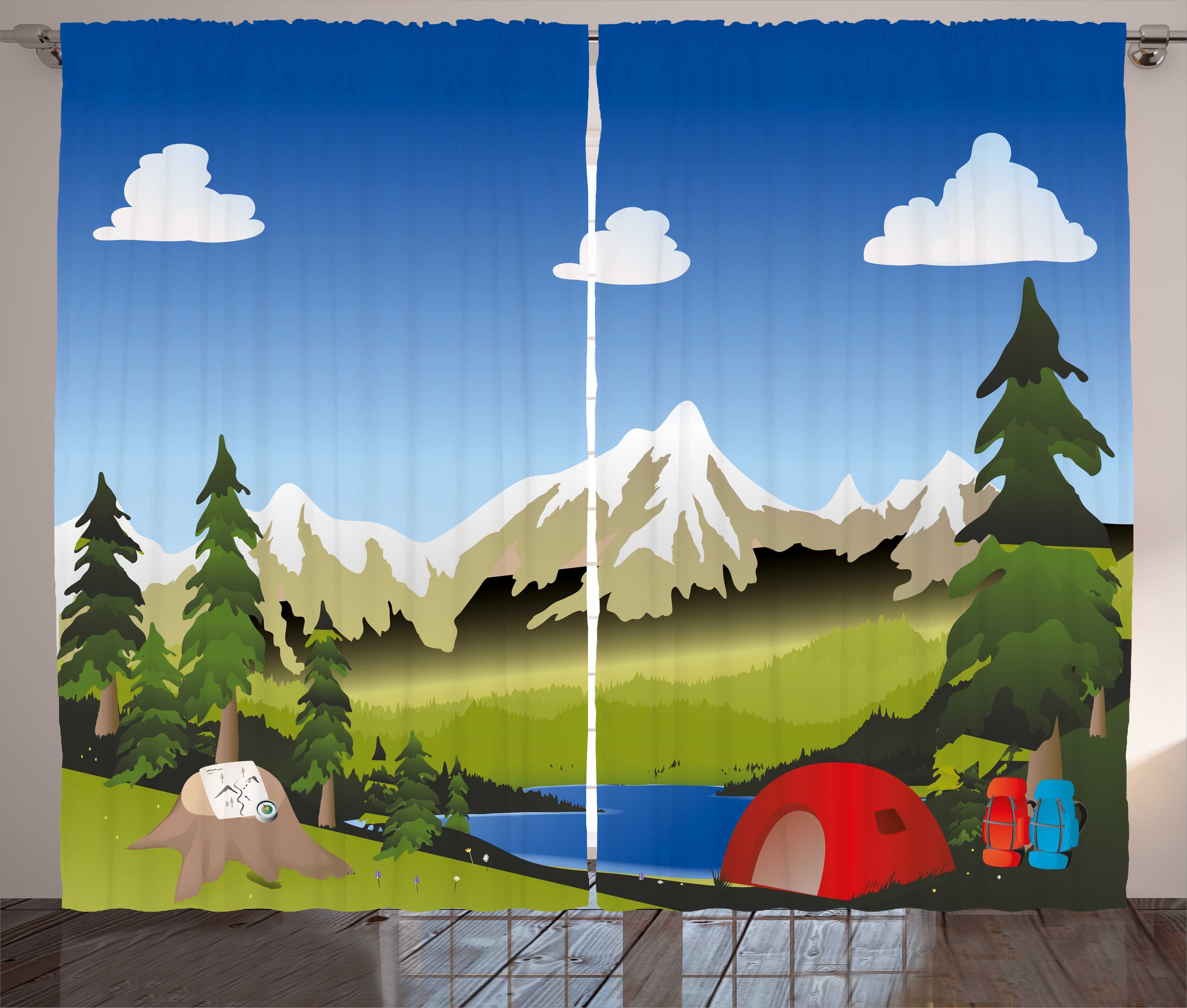 mit Camping Schlaufen Berge und Kräuselband Haken, Schlafzimmer Abakuhaus, im Tal Gardine Vorhang