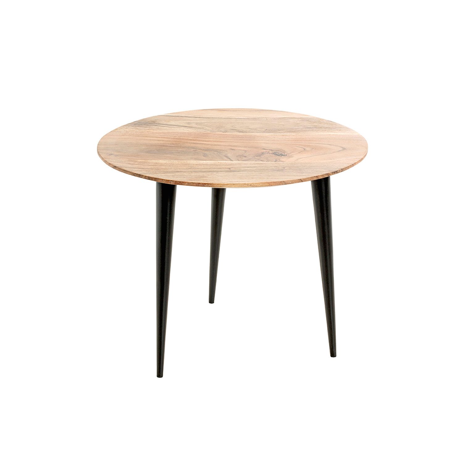 Beistelltisch Beistelltisch Massiv akazie schwarz-Sofatisch Holz-H 41 x Ø 50 cm