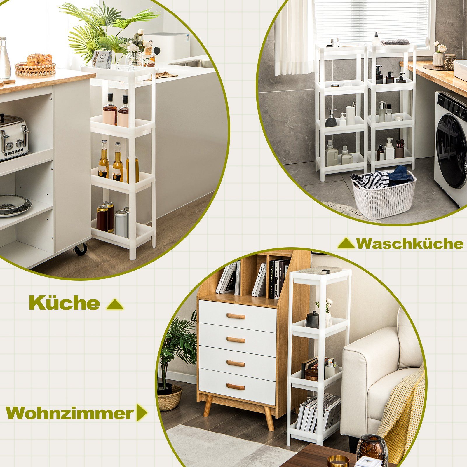 COSTWAY Standregal, Küche, 2er Set Nischenregal günstig online kaufen