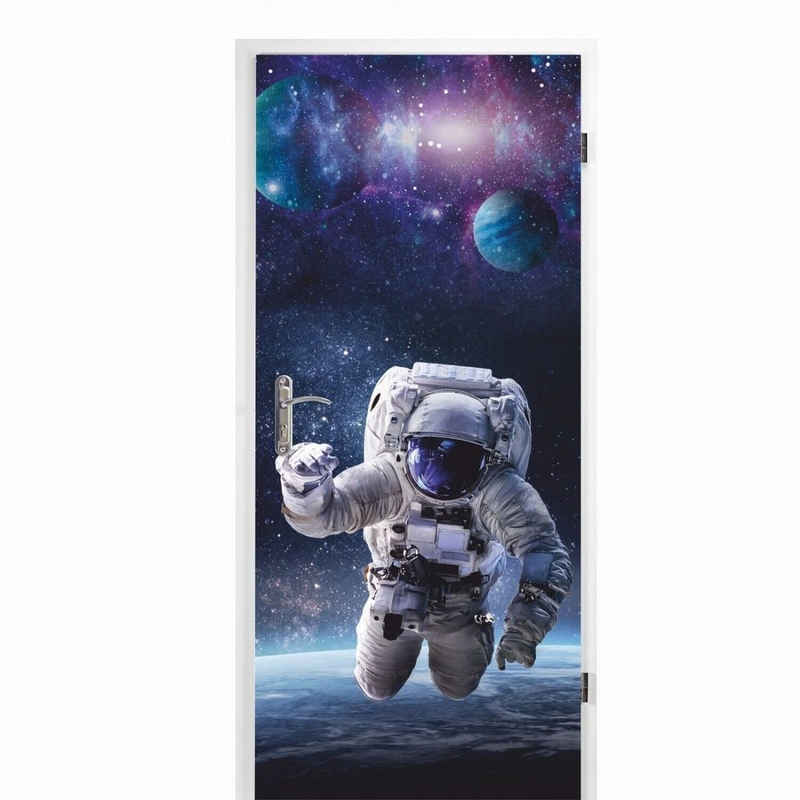 nikima Wandtattoo TB-11 selbstklebendes Türbild – Astronaut (PVC-Folie), 0,9 x 2 m selbstklebende Folie