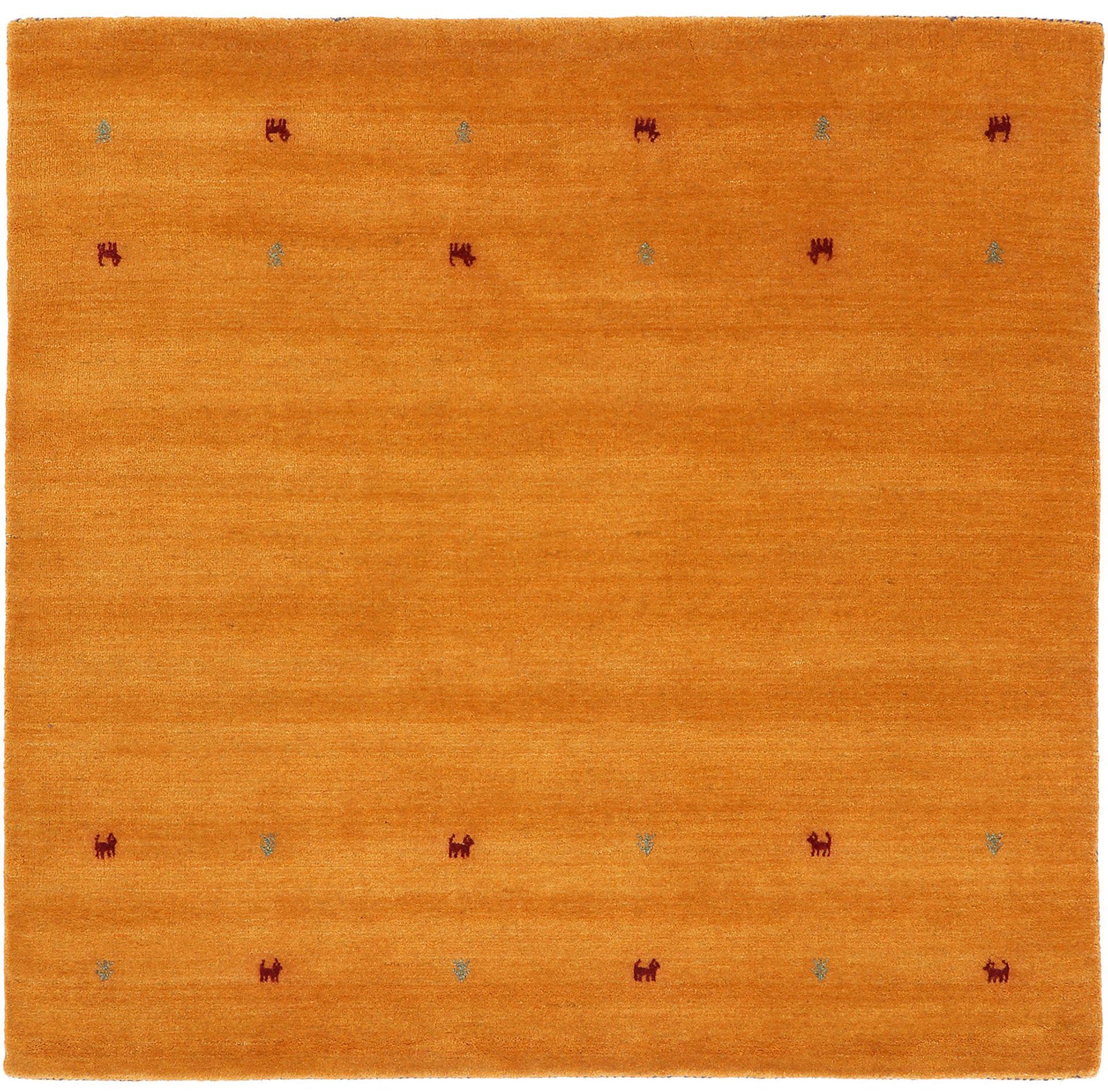 carpetfine Wollteppich Gabbeh Uni, auch als Läufer und Rund erhältlich, quadratisch, Höhe: 15 mm, reine Wolle, handgewebt, Gabbeh Loom Tiermotiv, große Farbauswahl